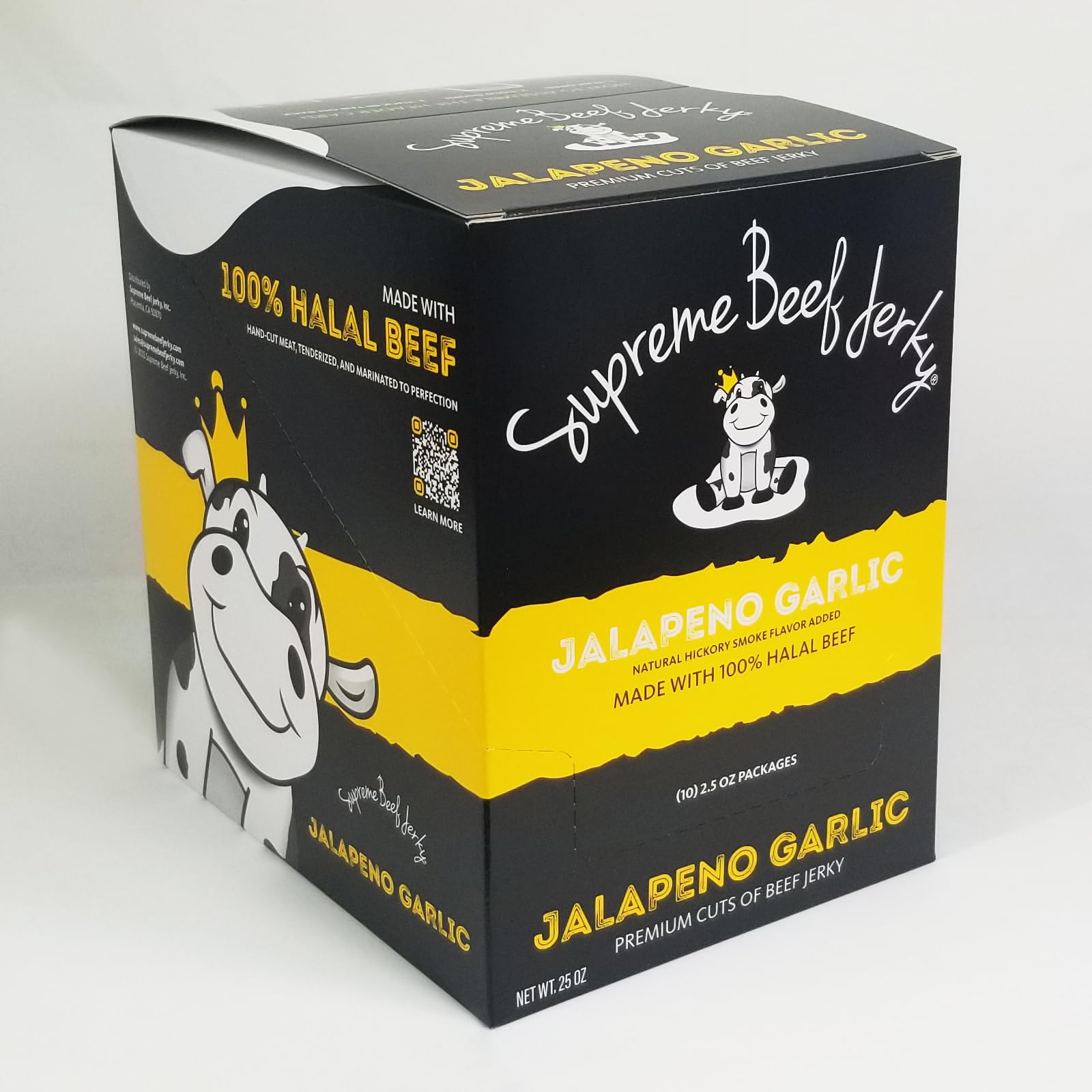 Premium Zabiha Halal Certified Supreme Beef Jerky - Handcrafted Gourmet Meat Snacks, Jalapeno Garlic Flavor, 2.5 oz Bags (Pack of 10) - Perfect for Road Trips, Camping & Protein-Packed Snacking