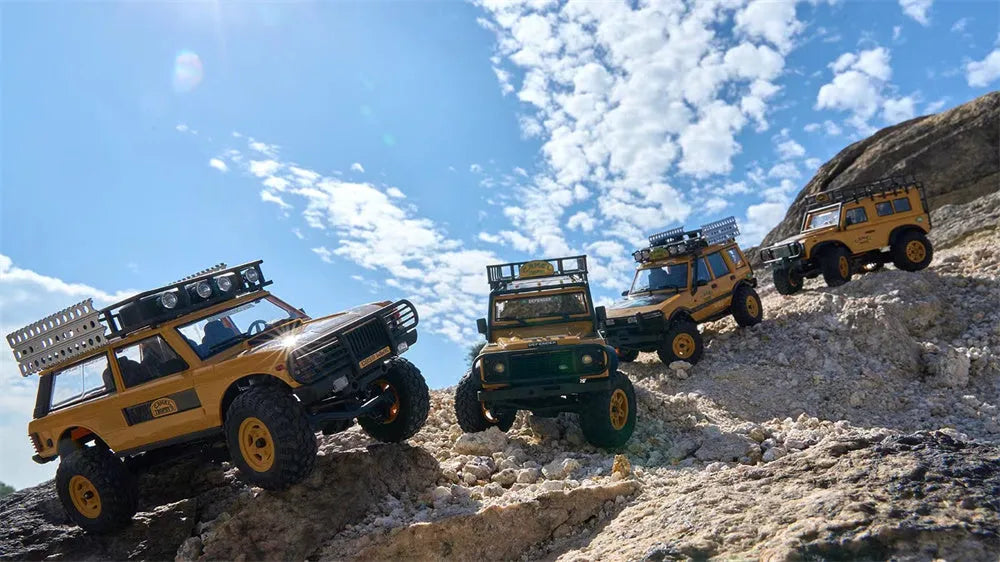 FMS FCX24M 1/24 Scale 4WD RC Rock Crawler Truck - Licensed Range Rover Camel Trophy Edition with LED Lights | 2.4G Remote Control Off-Road Vehicle for Indoor/Outdoor Crawling & Trail Adventures
