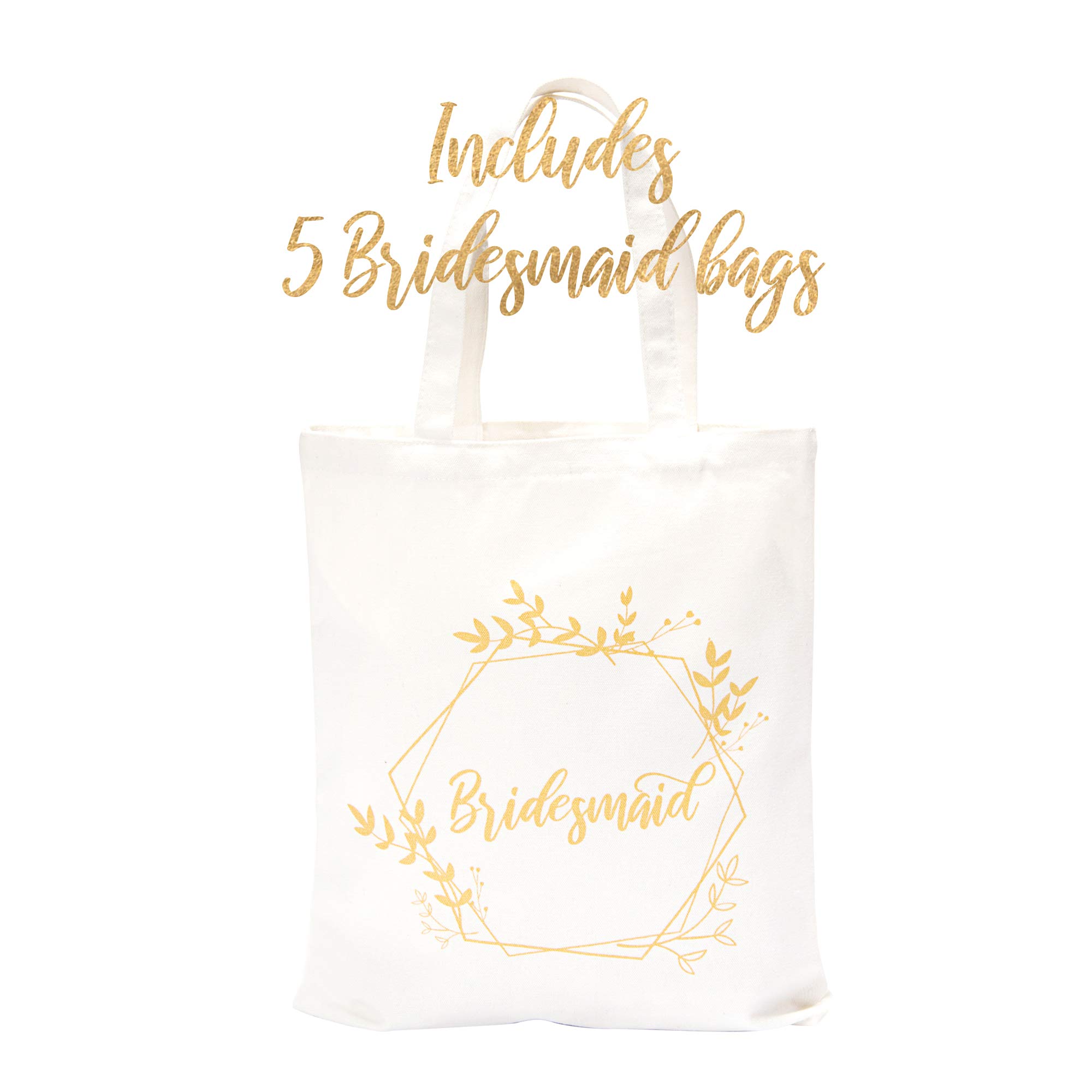 Pop Fizz Designs Bridesmaid Tote Bags Set - 5 Bridesmaid Bags + 1 Maid of Honor Bag (6-Pack) - Perfect for Weddings, Bachelorette Parties & Bridal Showers