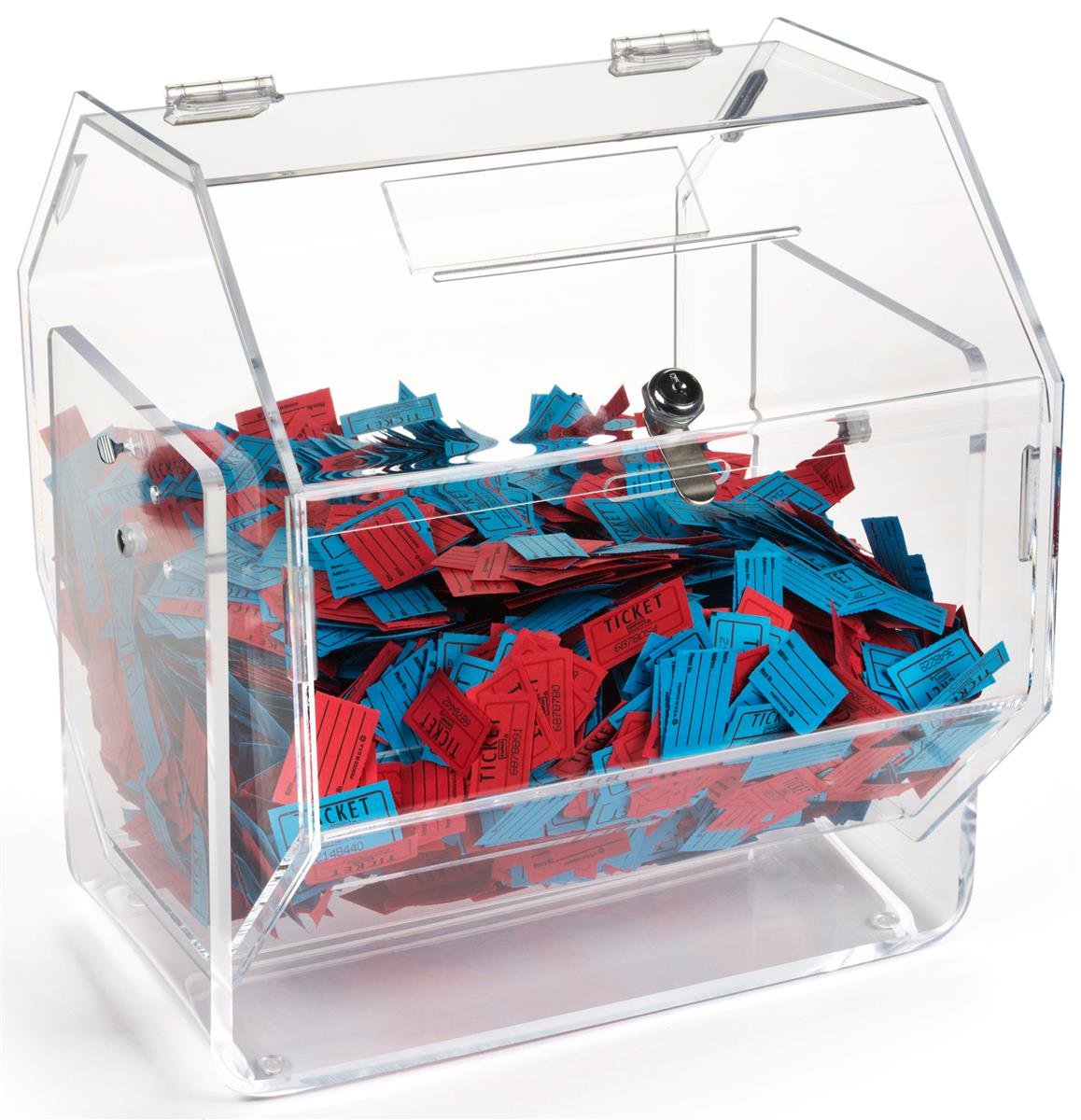 Clear Acrylic Prize Wheel Spinner - Lockable Rotating Raffle Drum for Tabletop Games, Casino Nights & Fundraising Events