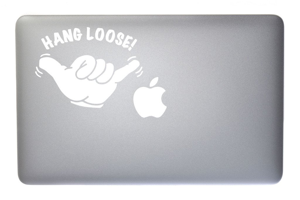 Hang Loose Hawaiian Surfing Vinyl Decal - 5 Inch White Sticker for MacBook, Laptop, Phone & Devices - Perfect for Surf Lovers & Beach-Themed Decor