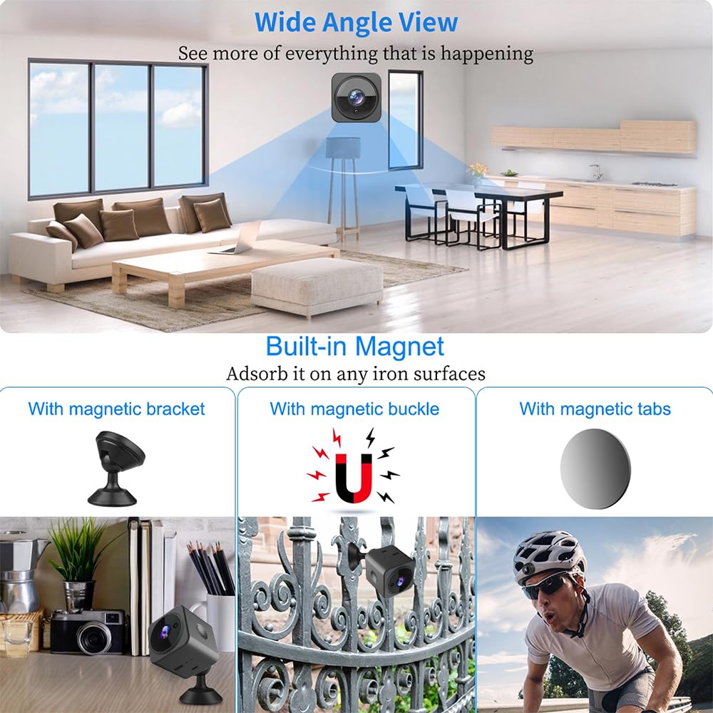 Kosicam Mini Spy Hidden Camera - HD 1080P WiFi Wireless Security Camera with Night Vision, Motion Detection & Audio Recording for Home, Office, Baby Monitor & Indoor Surveillance