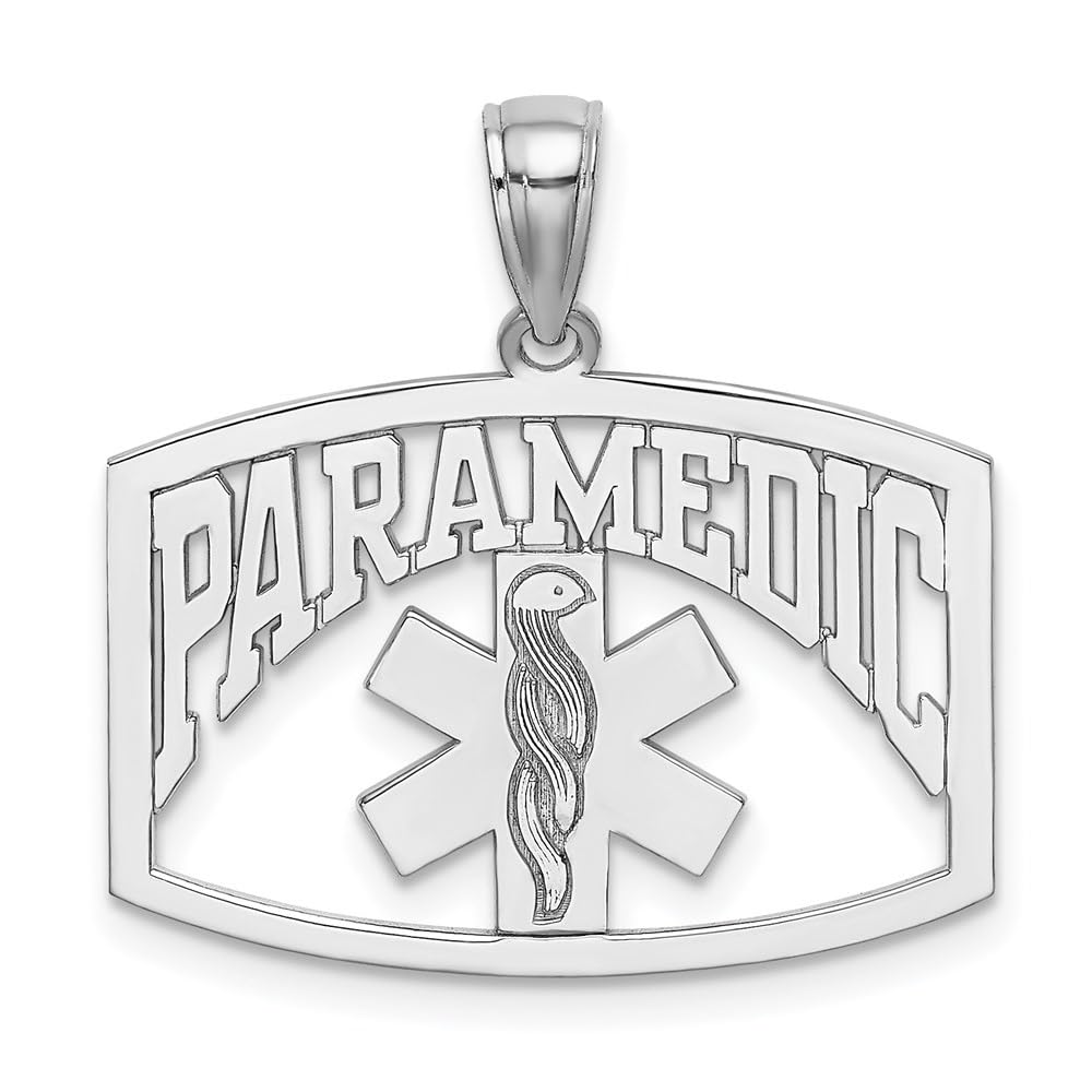 14K Yellow or White Gold Paramedic Charm Pendant - Elegant Cut-Out Design for Necklace, Bracelet or Keychain - Perfect Gift for EMTs, First Responders & Medical Professionals