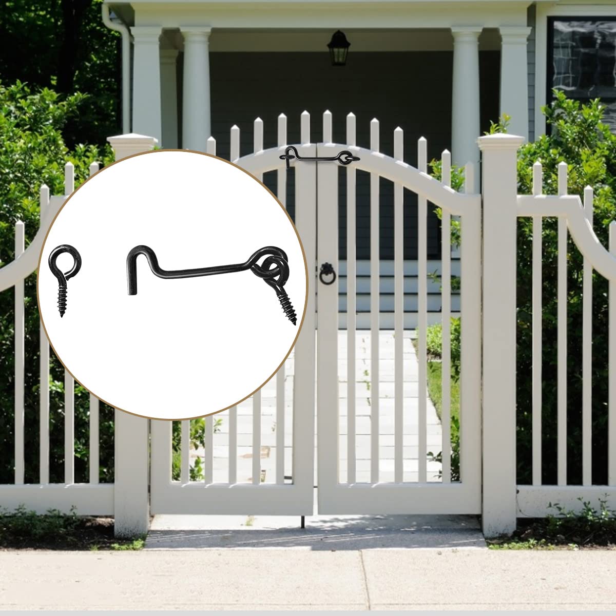 **5PCS 2.5 Inch Carbon Steel Storage Hooks - Rust-Resistant Door & Window Hooks for Shed, Closet, Gate, Cabinet - Ideal for Home, Garage & Outdoor Organization**