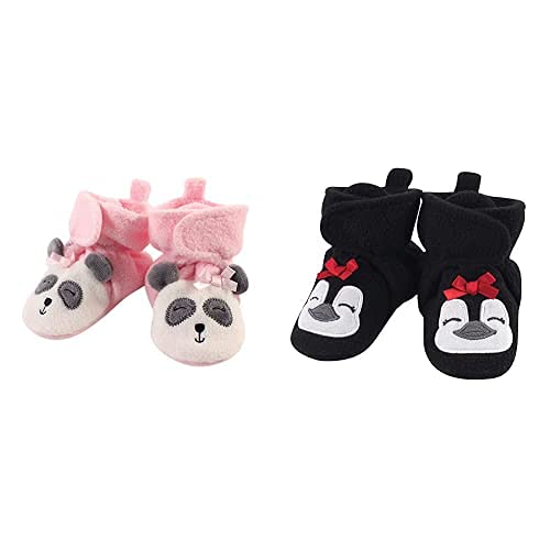 Hudson Baby Fleece Booties 2-Pack - Panda & Penguin - 12-18 Months for Winter Comfort