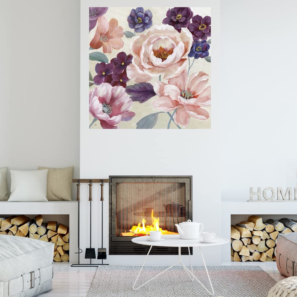 Soft Romance Canvas Wall Art - 37x37 Inch Hand-Painted Fine Art Decor by Artist Nan - Ready to Hang for Living Room, Bedroom, Office & More - Perfect for Home Decor, Wedding Gifts & Interior Design