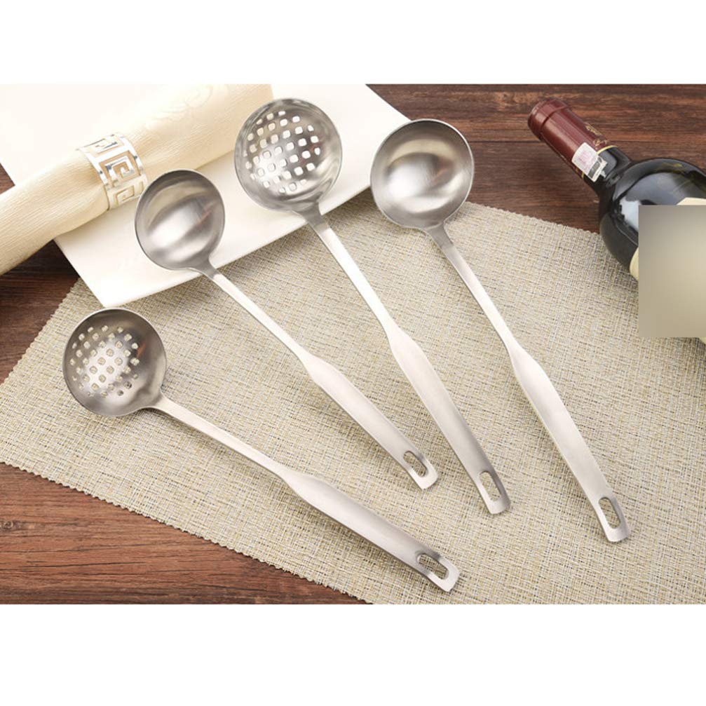 2-Pack Stainless Steel Colander Spoons - Slotted Soup & Hot Pot Serving Spoons for Cooking, Straining, and Serving - Perfect for Kitchens, Restaurants, and Outdoor BBQs