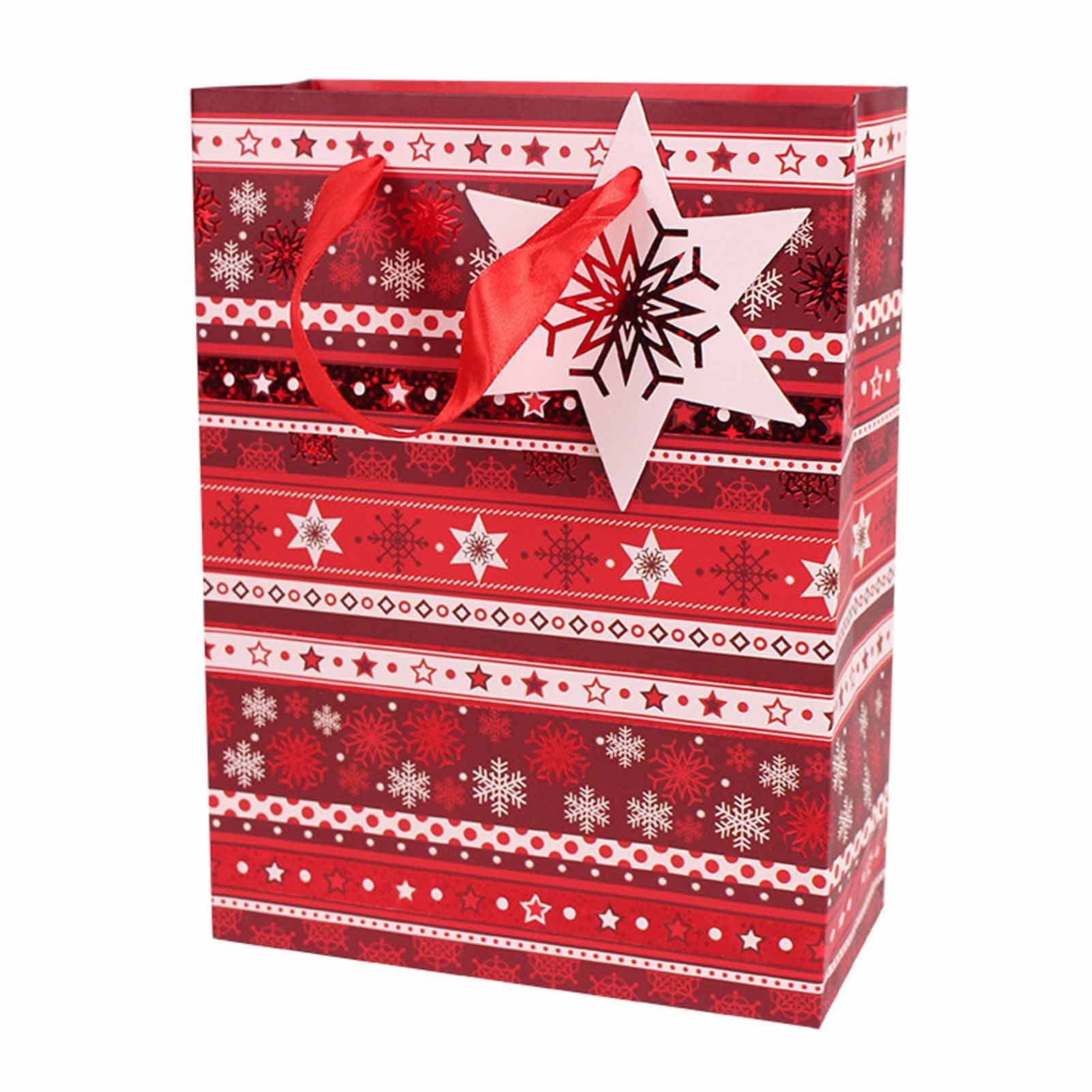 12 Pack Christmas Gift Bags with Handles - 17.5x8x23.5cm Holiday Party Favor Bags for Candy, Presents & New Year Celebrations (Assorted Colors) - Perfect for Xmas Parties, Stocking Stuffers & Secret Santa Gifts