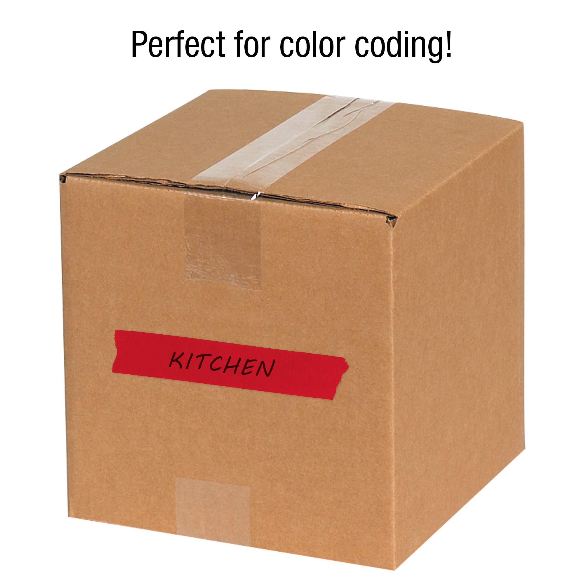 Tape Logic 24-Pack 2 Inch x 60 Yards Red Colored Masking Tape - Multipurpose for Home, Office, Arts & Crafts, DIY Projects, Labeling & Coding | Perfect for Organizing, Painting, Scrapbooking & School Projects