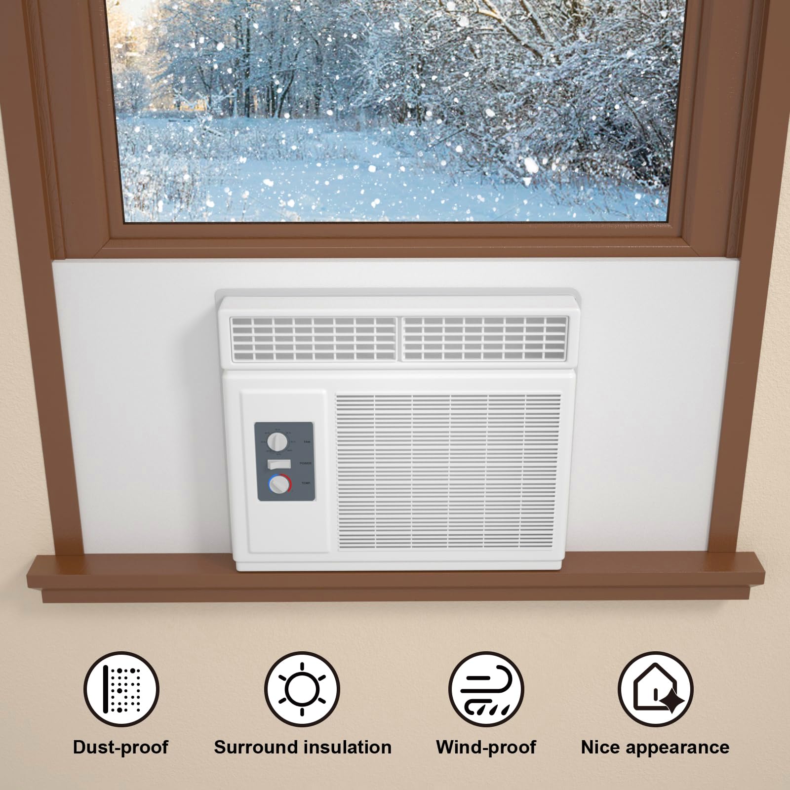 SZZSAF Window Air Conditioner Insulated Panel - Full Surround Insulation Kit for Summer & Winter, Foam Weather Stripping Seal to Block Drafts & Improve Energy Efficiency - Perfect for Home, Office & RV Use