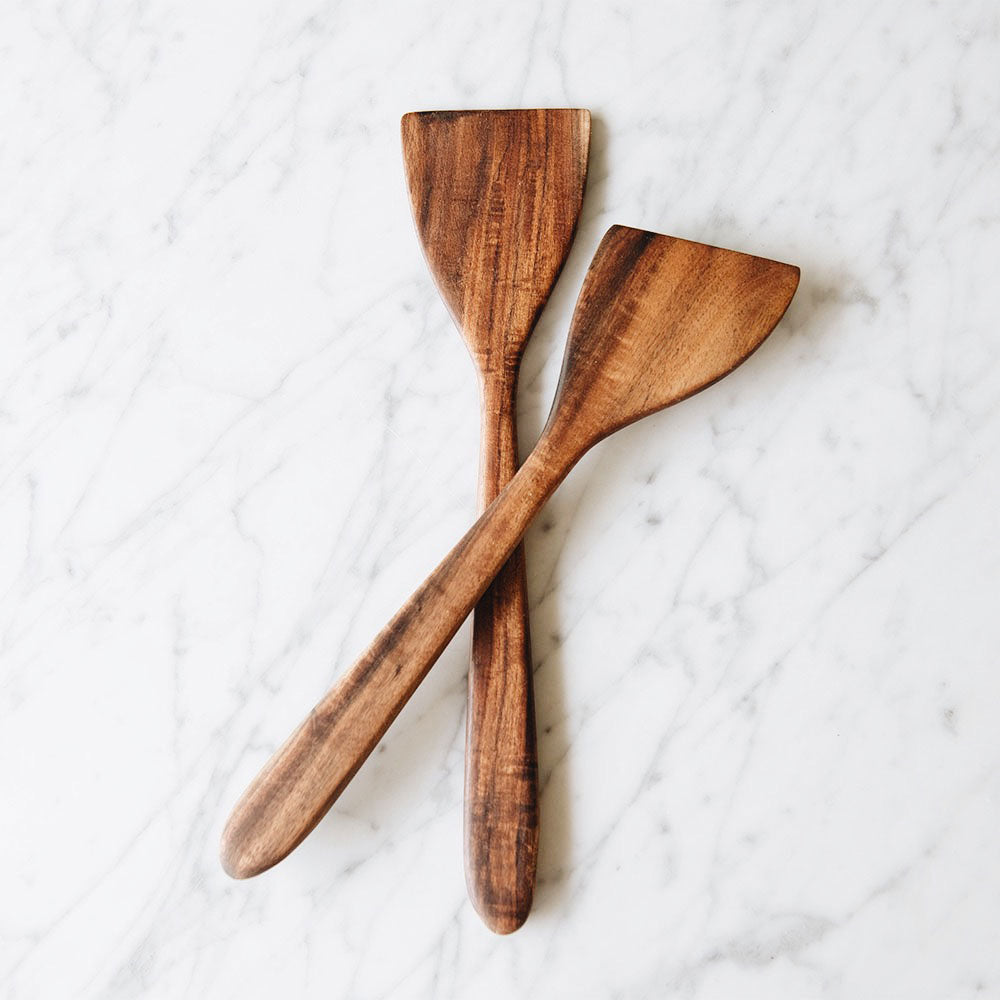 Premium Acacia Wood Spatula Set - 3-Piece Natural Wooden Cooking Utensils for Non-Stick Pans - Ideal for Flipping, Stirring & Serving - Perfect for Kitchen, BBQ & Camping