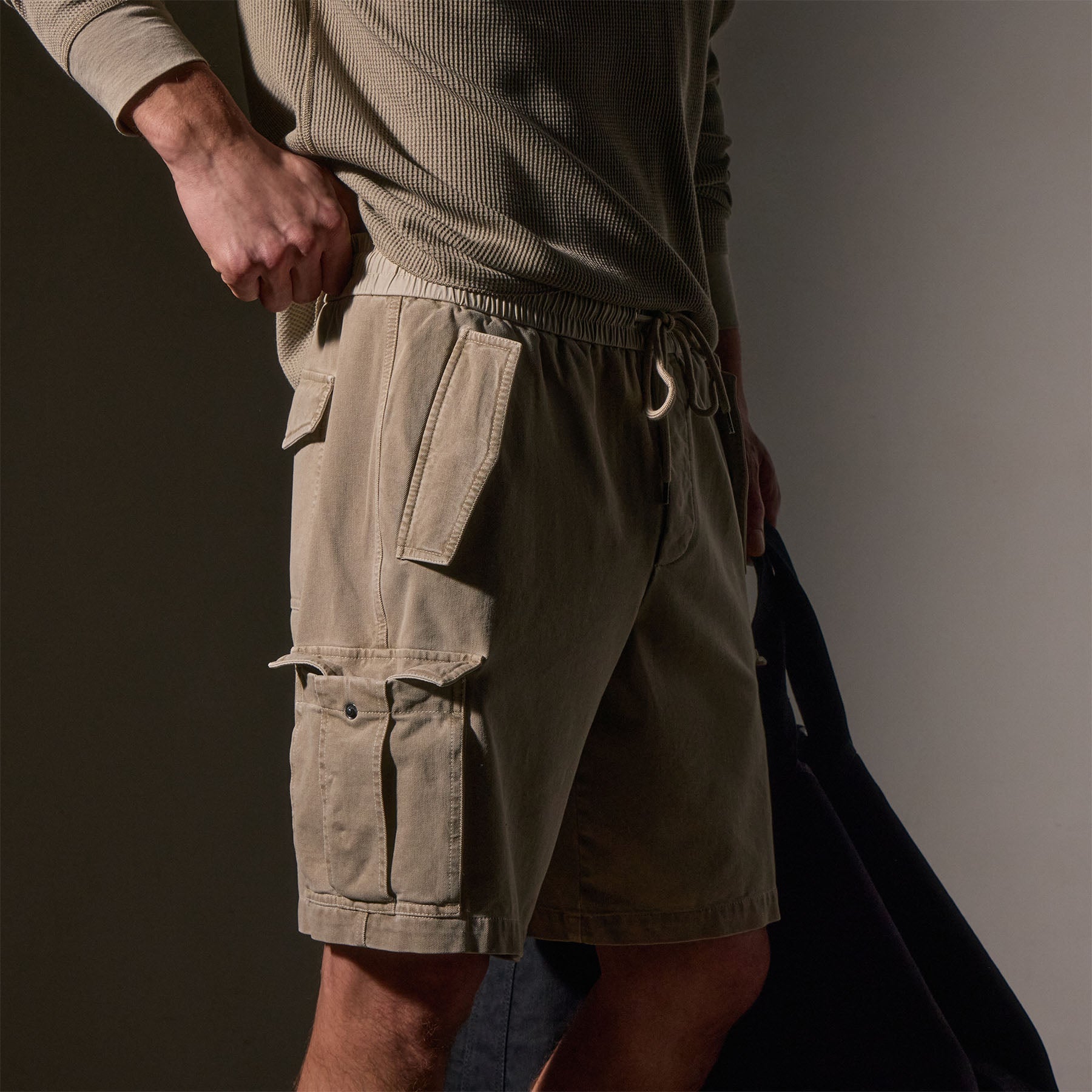 Men's Woven Cotton Terry Cargo Shorts - Comfortable Casual Summer Shorts with Pockets for Outdoor Activities, Travel, and Gym Wear