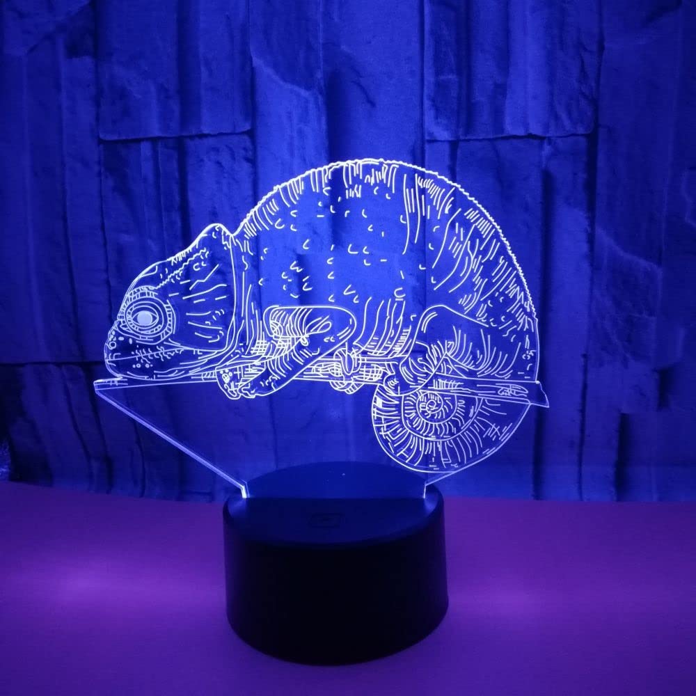 Zgsalvation 3D Chameleon LED Night Light - Color Changing Touch Sensor Table Lamp for Kids Room, Bedroom Decor & Gift Ideas | Creates Soothing Atmosphere with Vibrant Visual Effects