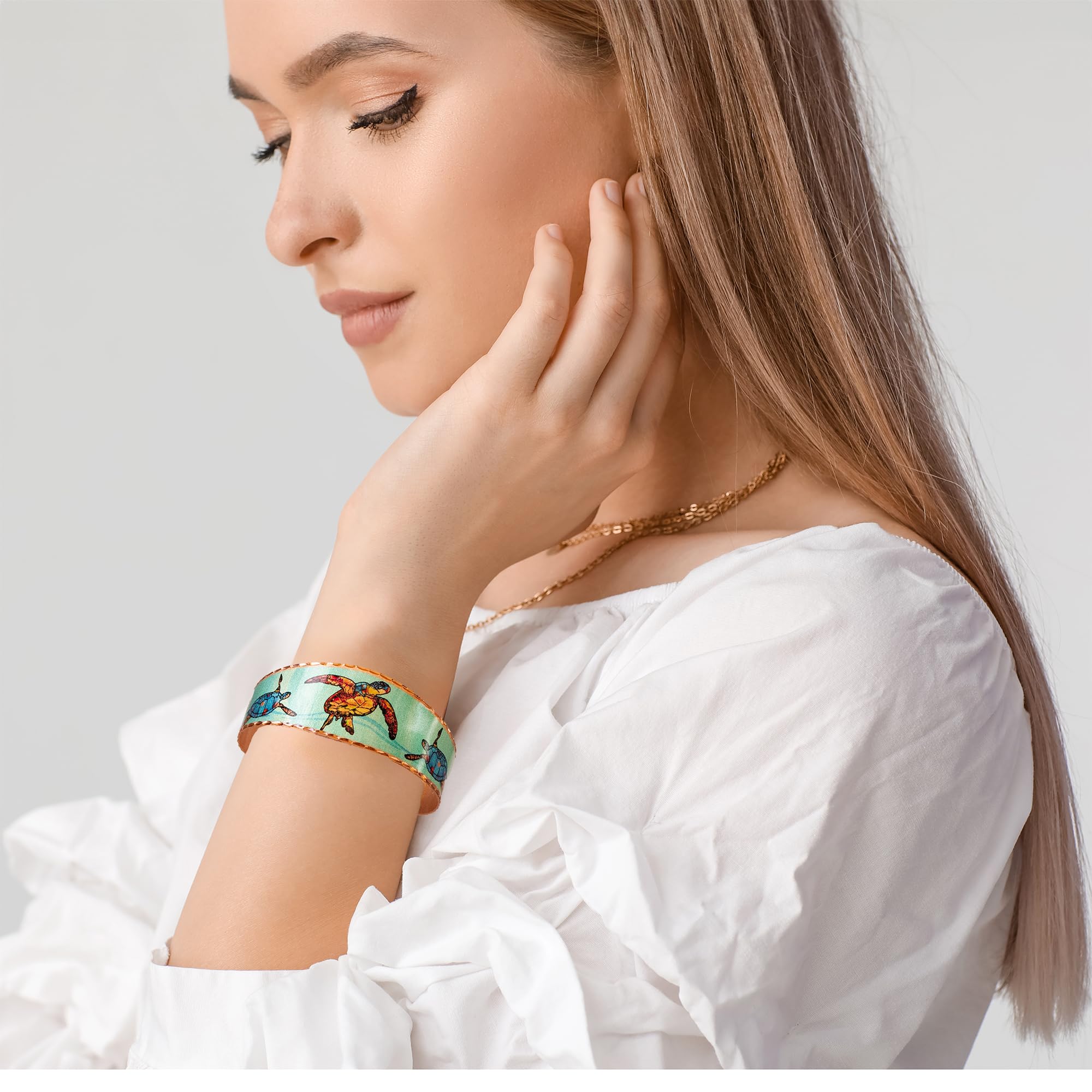Handmade Copper Sea Turtle Bracelet for Women & Teens - Unique Artisan Jewelry by Famous American Artist - Perfect Boho Beach Gift for Her, Birthday & Ocean Lover Accessories | BJL-01