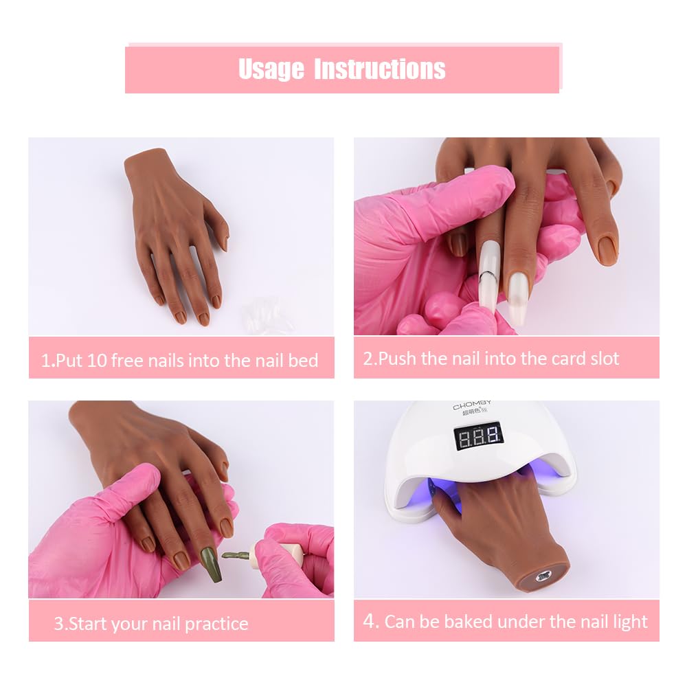 Professional Silicone Practice Hand for Acrylic Nails - Adjustable Mannequin Hand for Nail Art Training, Perfect for DIY Beginners & Salon Artists | Ideal for Home Practice, Nail School & Professional Demonstrations