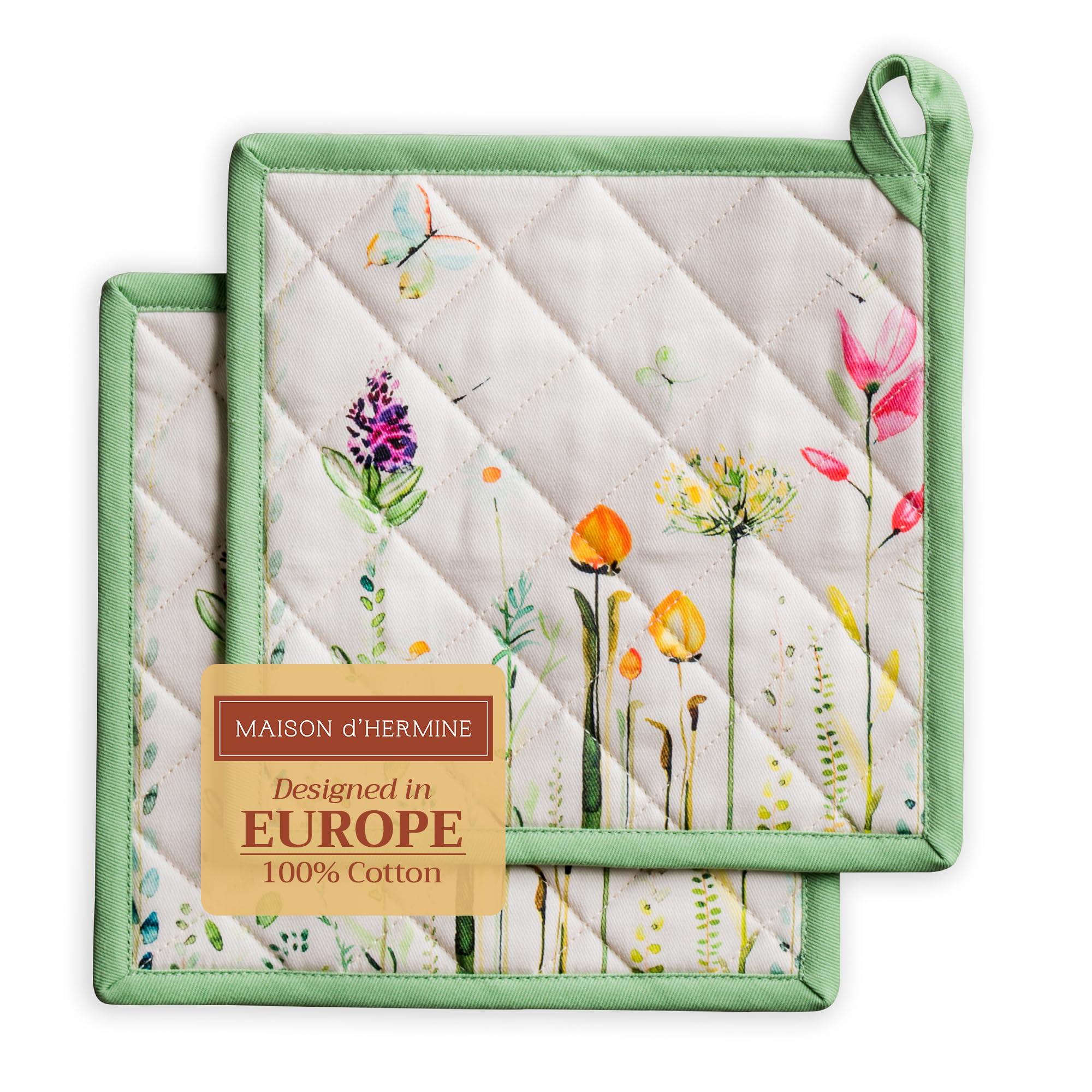 Premium 100% Cotton Pot Holders Set of 2 - 8