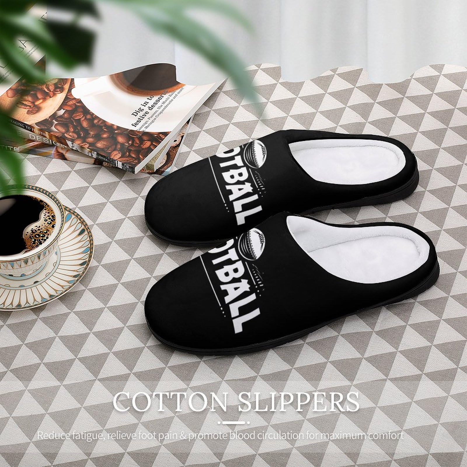 **Best Football Player Gifts for Men - Memory Foam Cotton Slippers with Anti-Skid Sole - Cozy House Shoes for Athletes & Fans**    *(Perfect for lounging at home, post-game relaxation, or gifting to football lovers!)*
