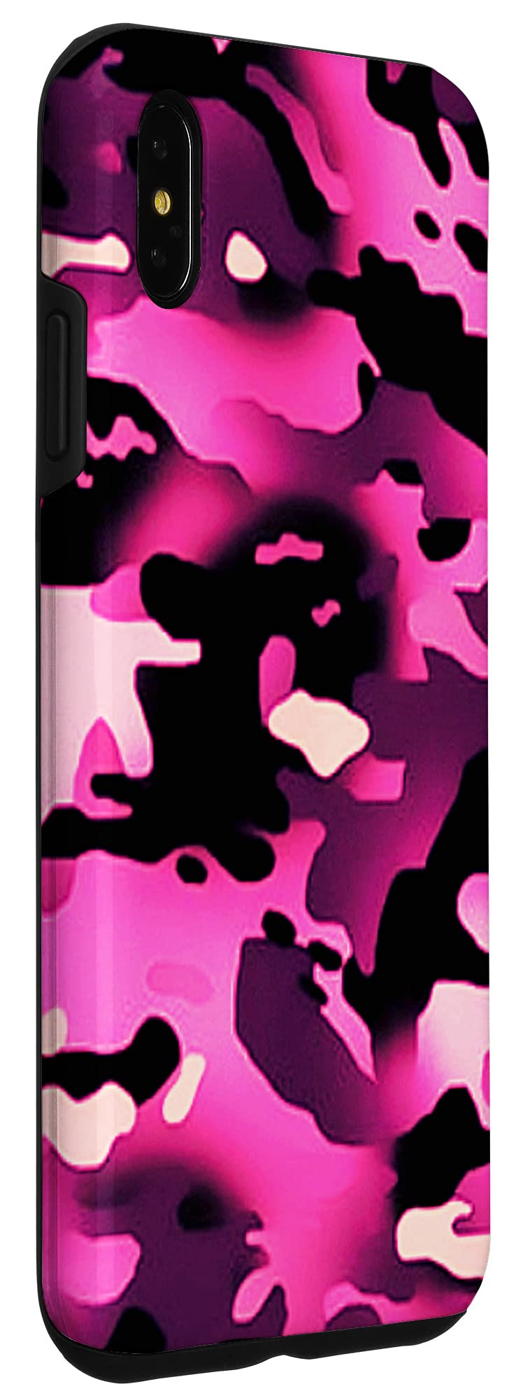 iPhone XS Max 热粉色迷彩个性保护壳 - 防摔耐用，适合户外运动、日常通勤和潮流穿搭