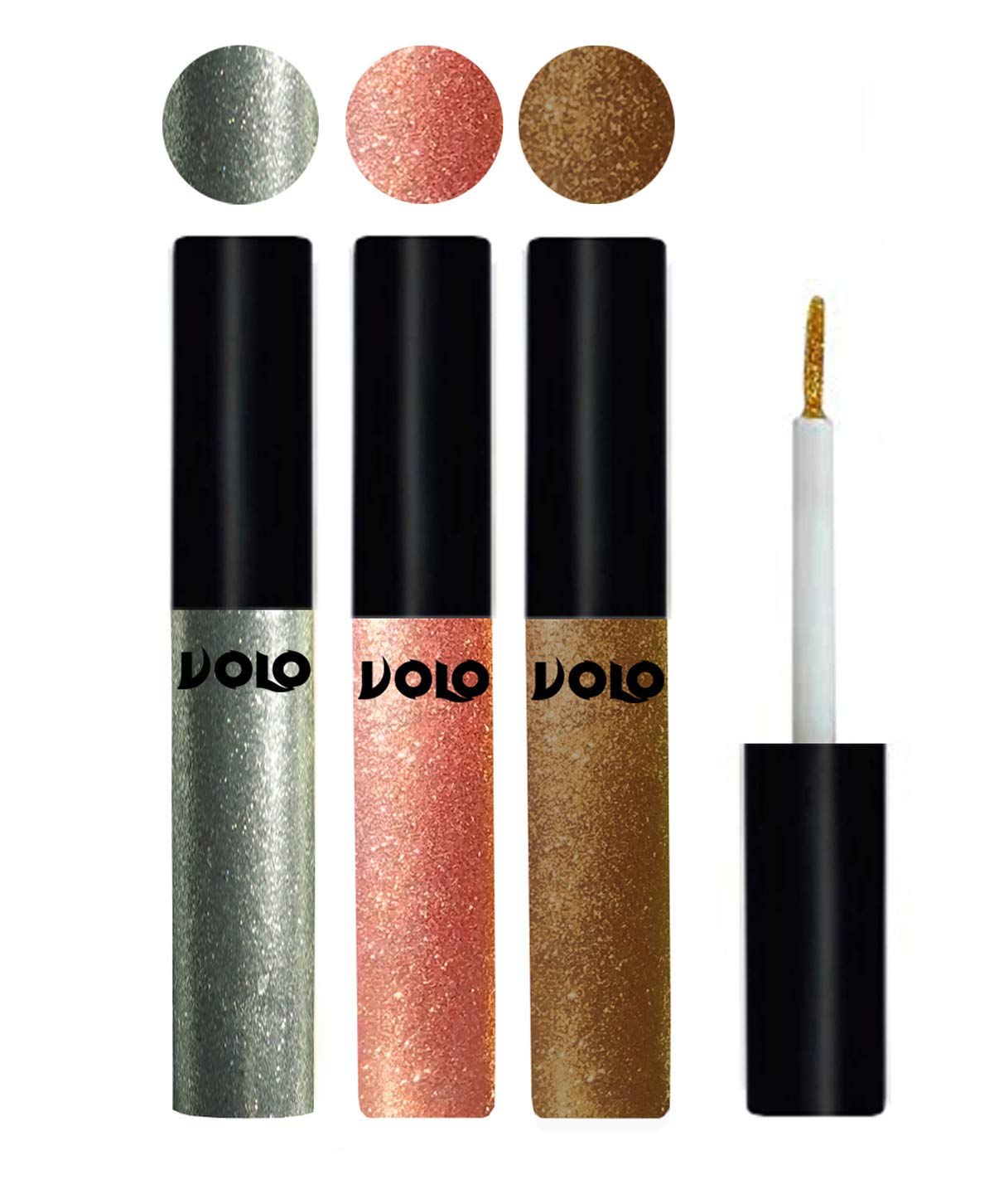 Volo Waterproof Glitter Eyeliner - Long Lasting Metallic Eye Makeup (Entick Silver, Rose Gold, Copper) | Perfect for Party, Night Out & Special Occasions