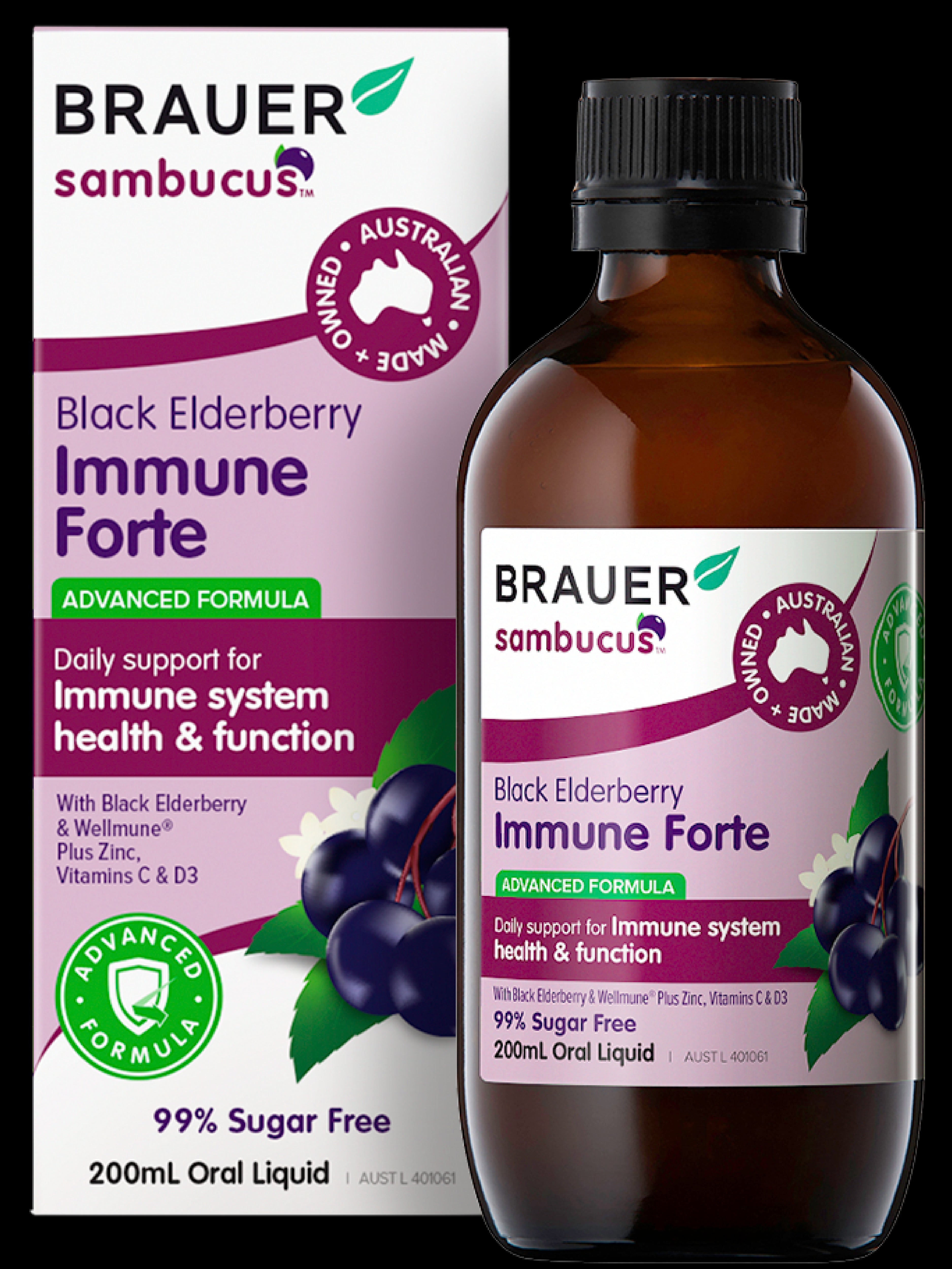 Brauer Sambucus Black Elderberry Immune Support Supplement - Boost Immunity & Wellness - Perfect for Cold & Flu Season, Travel & Daily Health
