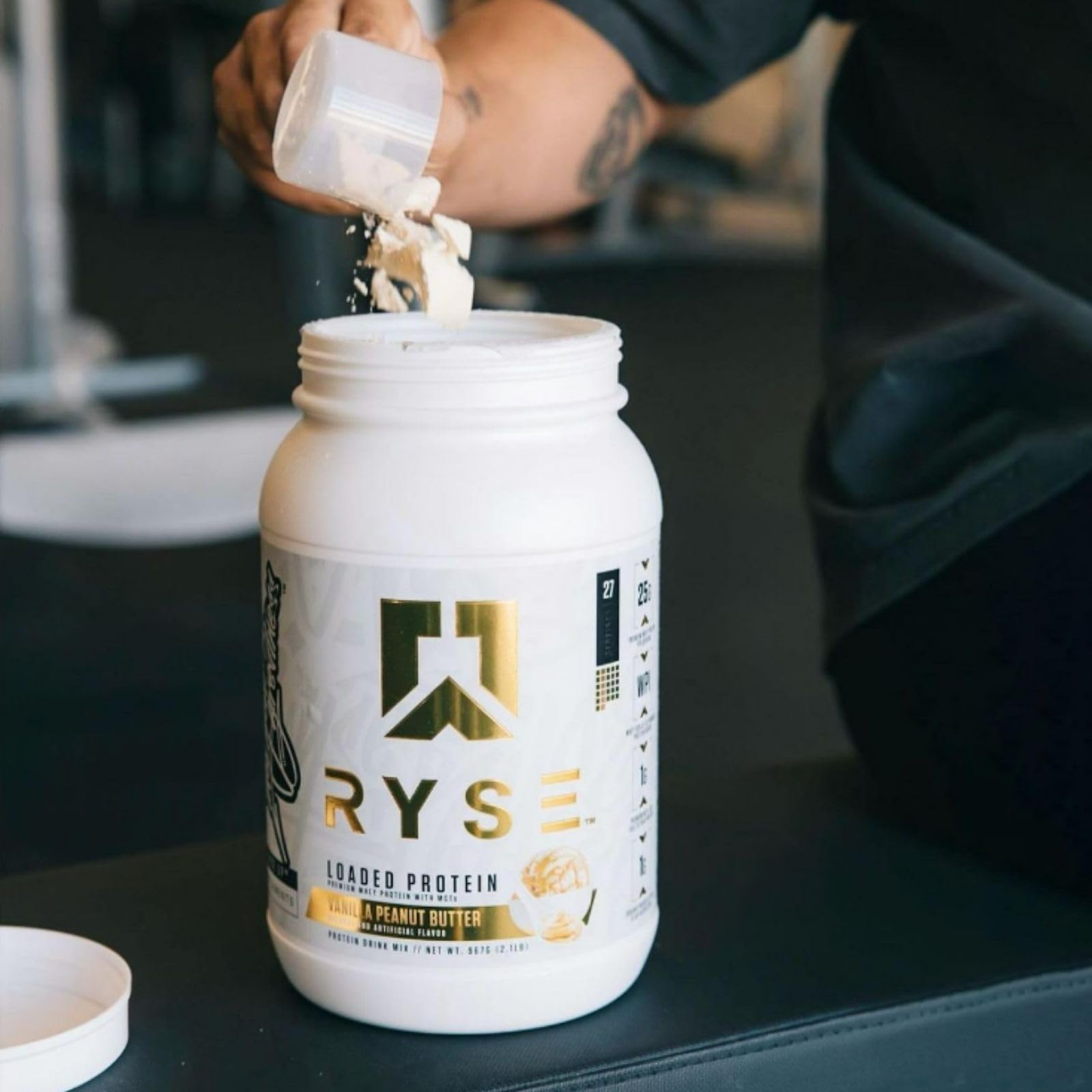 Ryse Loaded Protein Powder - 25g Whey Protein Isolate & Concentrate with Prebiotic Fiber & MCTs | Low Carb Low Sugar Supplement | Vanilla Peanut Butter Flavor (27 Servings) for Post-Workout Recovery & Muscle Growth