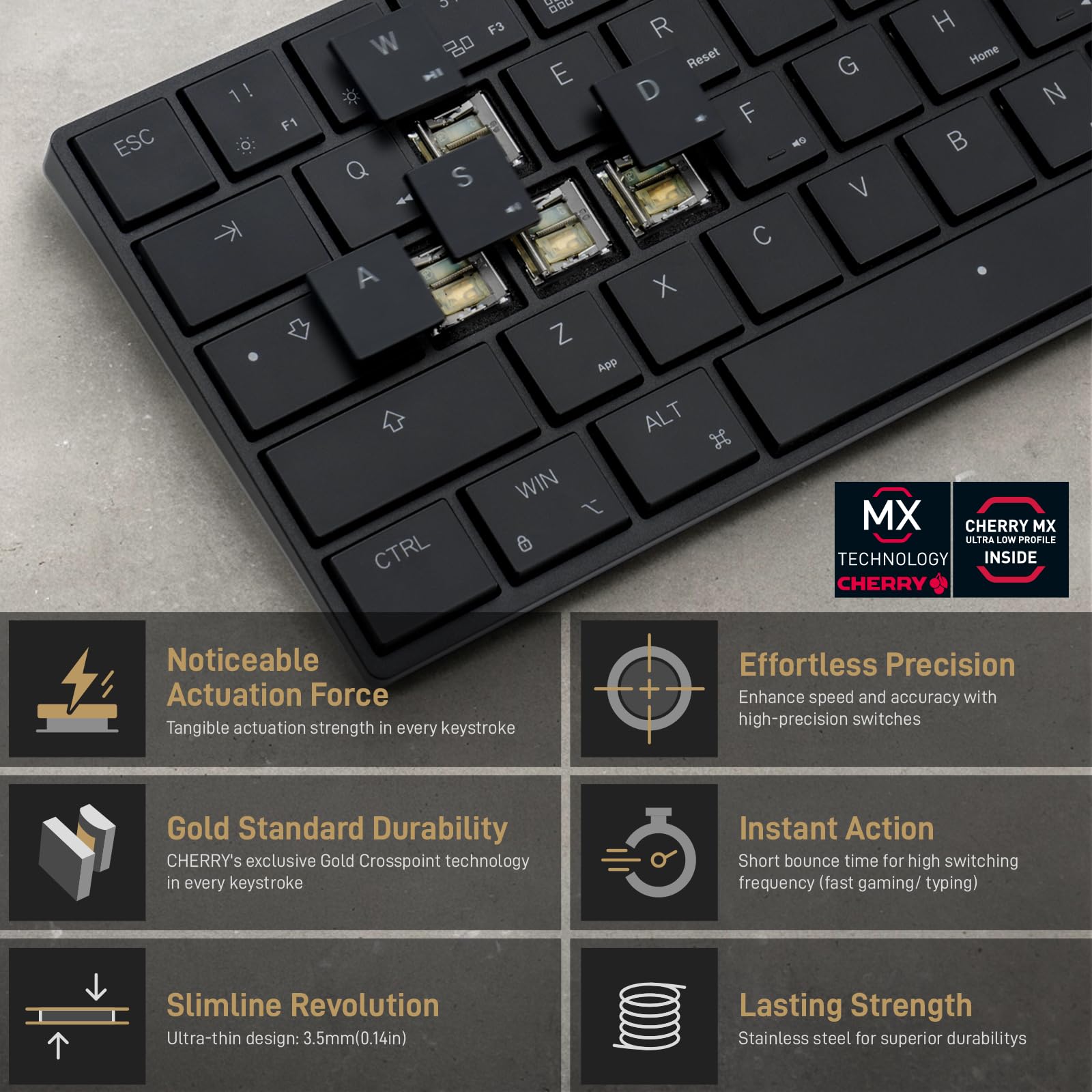 AIRONE 65% Mechanical Keyboard with Cherry MX ULP Switches - RGB Backlit, USB-C Wired Gaming Keyboard for Windows/Mac/iOS - Ultra Slim & Lightweight Silver Keyboard with Tactile Feedback - Perfect for Office Work, Gaming & Travel