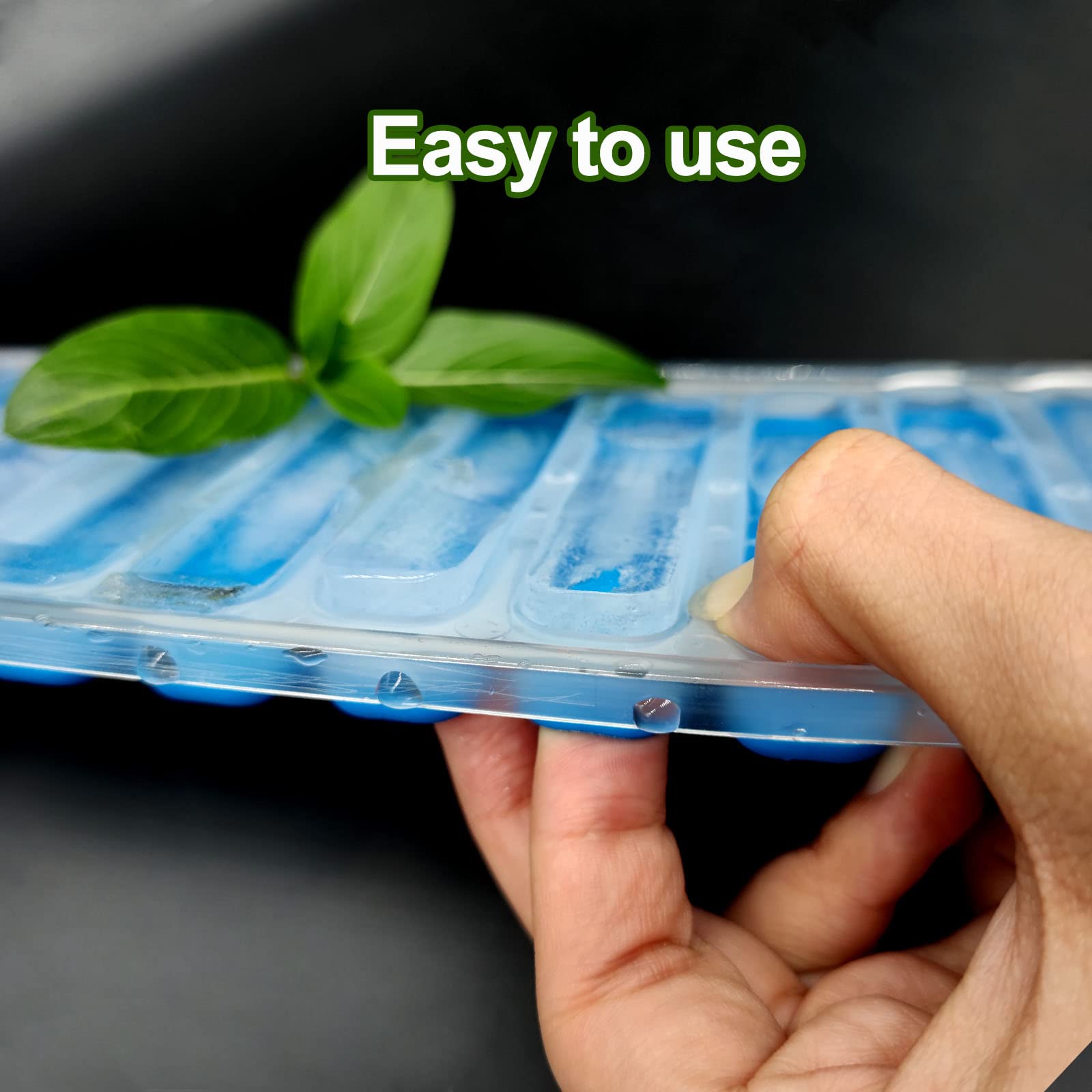 Ainkou Silicone Ice Cube Tray with Lid - Reusable, Leak-Proof Long Ice Stick Maker for Water Bottles, Whiskey & Cocktails | Easy Release, BPA-Free | Perfect for Sports, Parties & Home Bars (Blue)