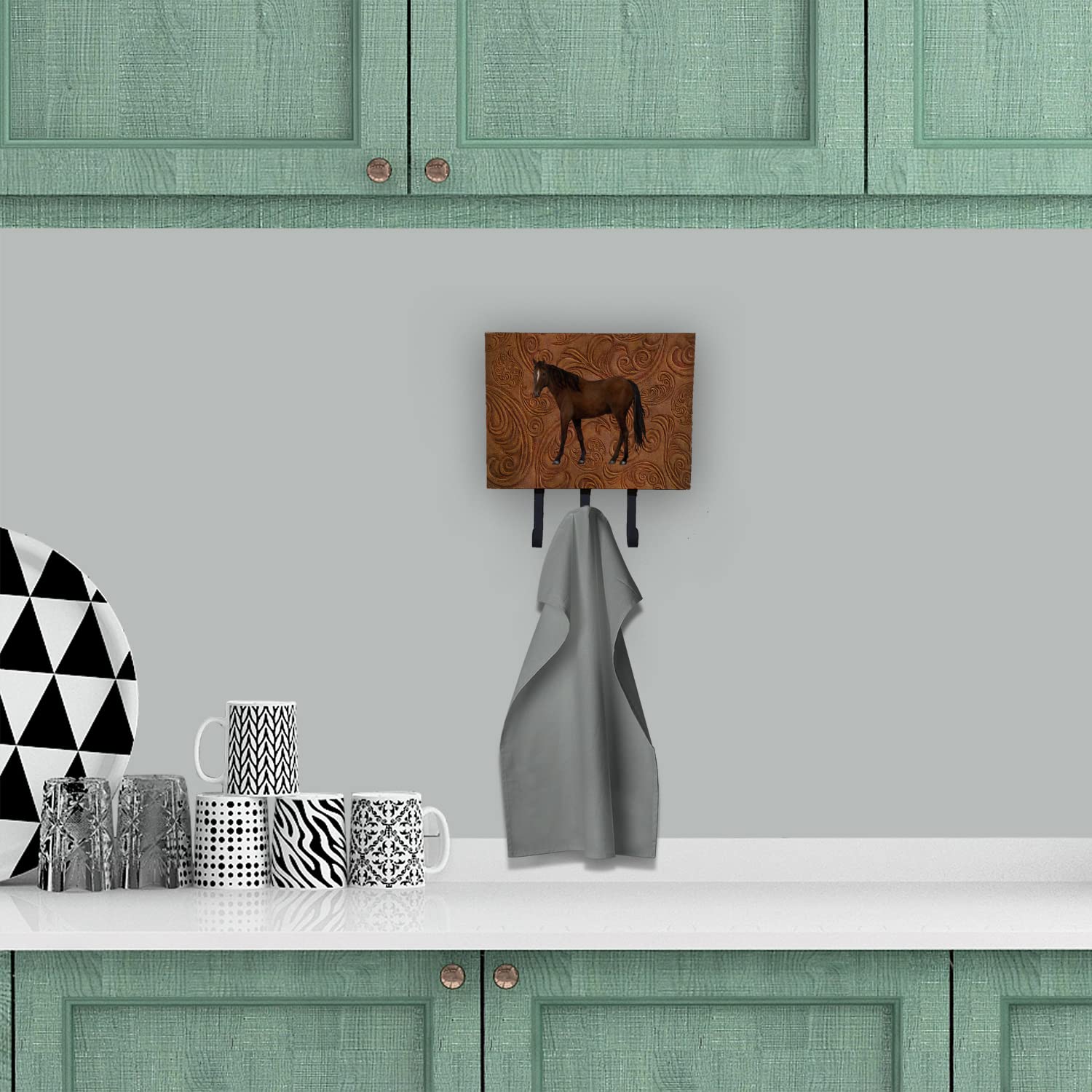 Caroline's Treasures SB3066TH68 Decorative Wall Mounted Horse Key Holder & Coat Rack - Multi-Purpose Hooks for Keys, Leashes, Towels, Aprons - Perfect for Entryway, Mudroom, Kitchen or Stable Organization