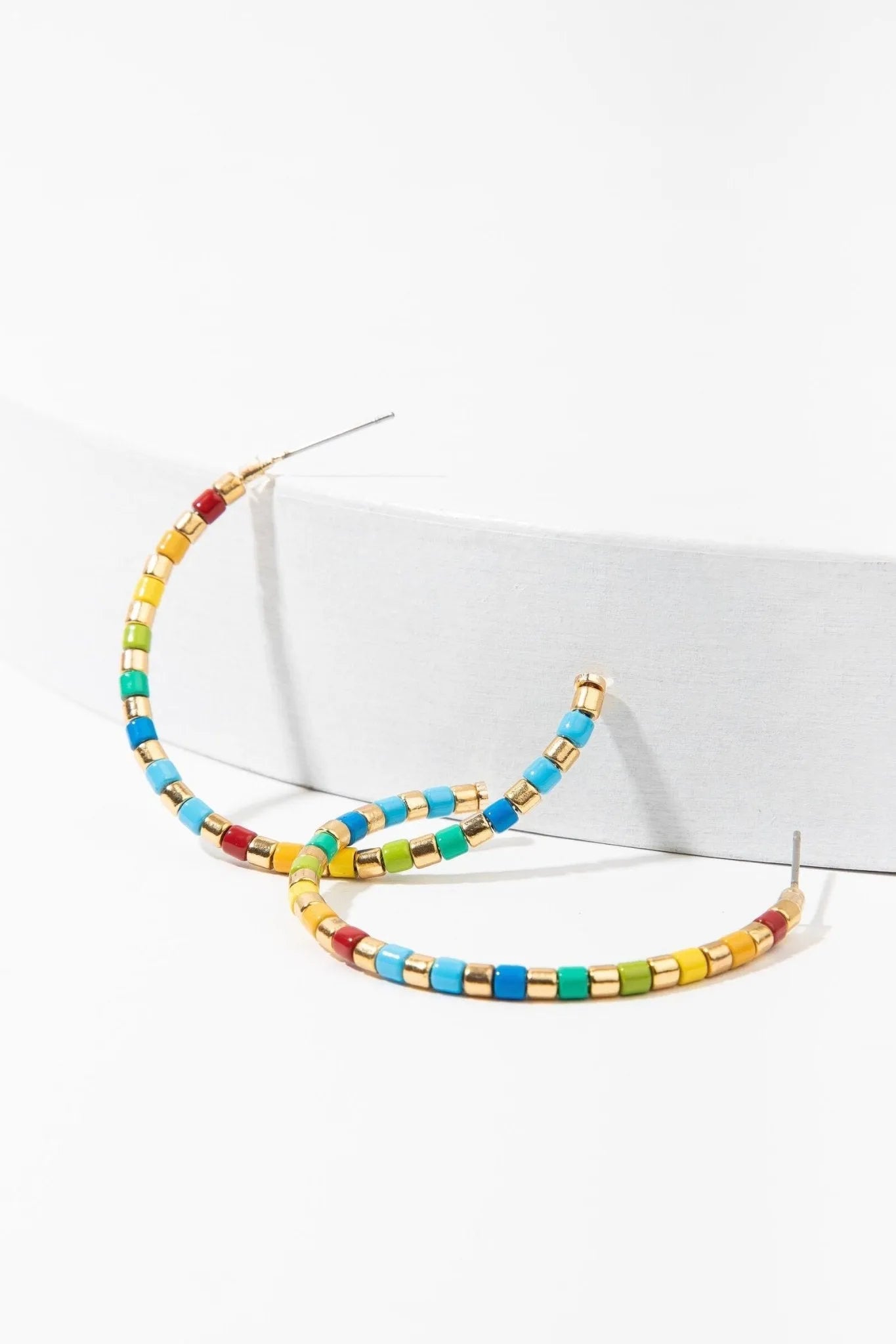 Golden Rainbow Hoop Earrings for Women - 14K Gold Plated Stainless Steel Dangle Earrings - Trendy Boho Jewelry for Everyday Wear, Parties & Special Occasions