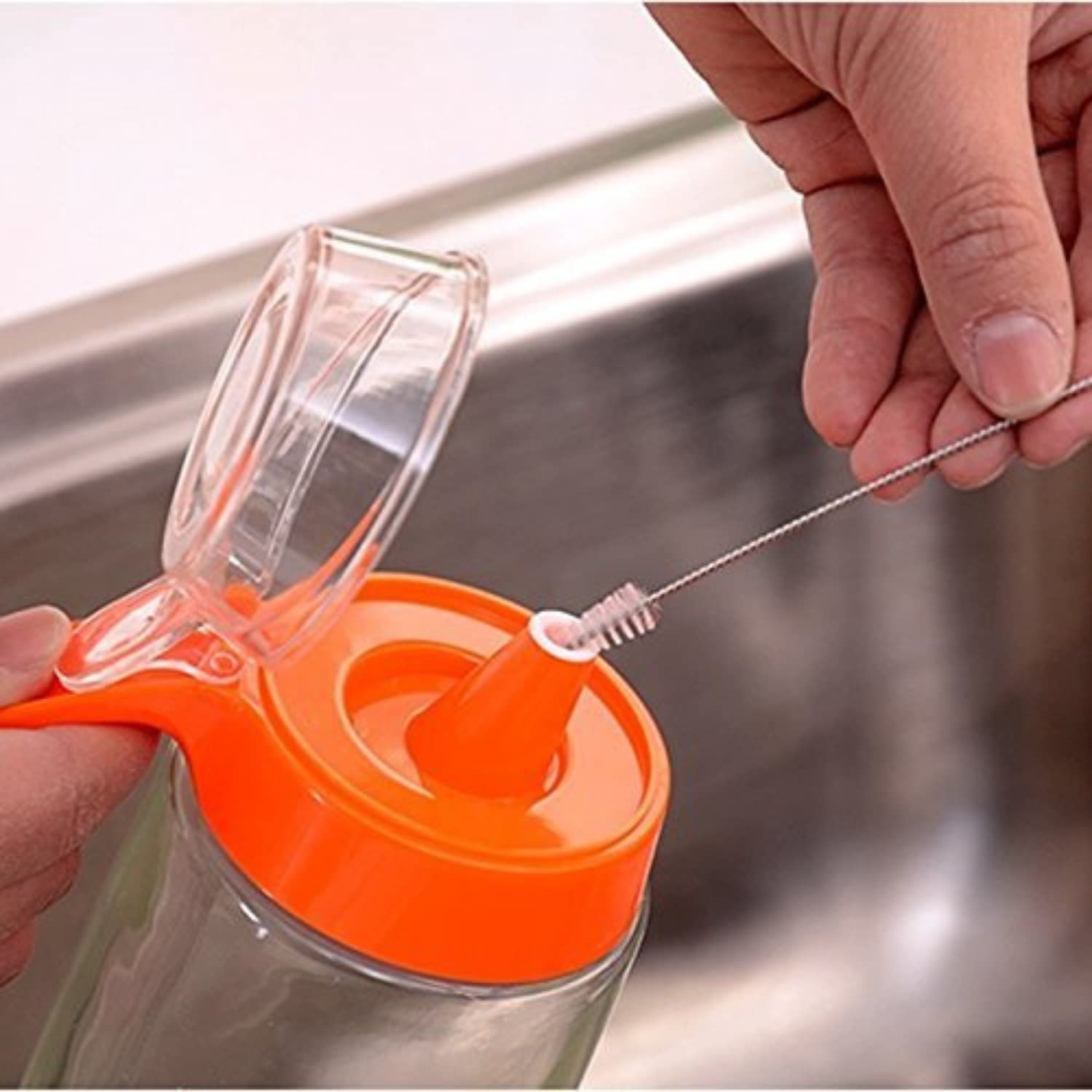 NYRWANA 360-Degree Rotating Straw Cleaning Brush with Long Handle - Stainless Steel Drinking Straw Cleaner for Reusable Cups, Tumblers, and Water Bottles - Perfect for Home, Office, and Travel Use