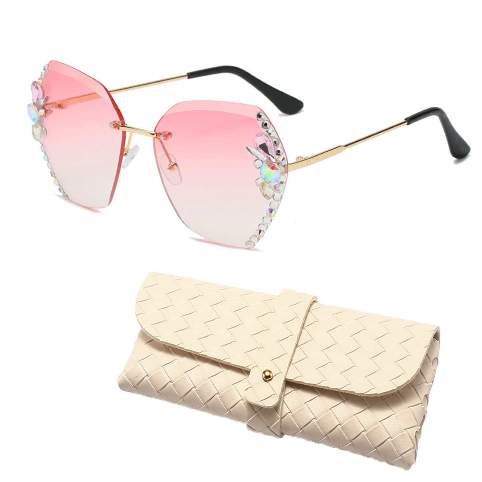 Stylish Rimless Diamond Sunglasses for Women - UV Protection Fashion Sunglasses - Perfect for Beach, Driving & Outdoor Activities