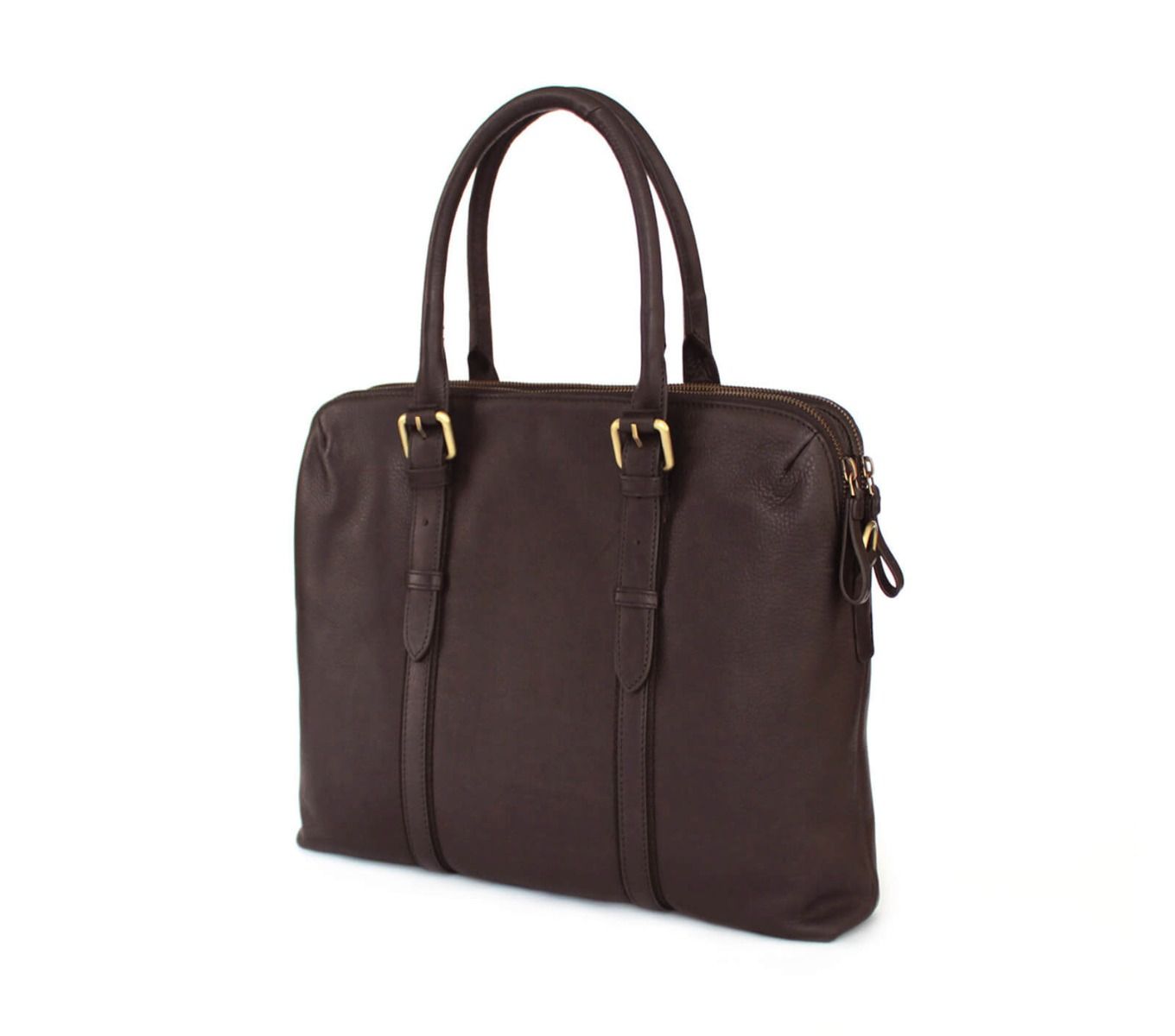 Premium Genuine Leather Dual Zip Laptop Bag for Men & Women - Perfect for Business Travel, Work Commute & College (Fits 15.6
