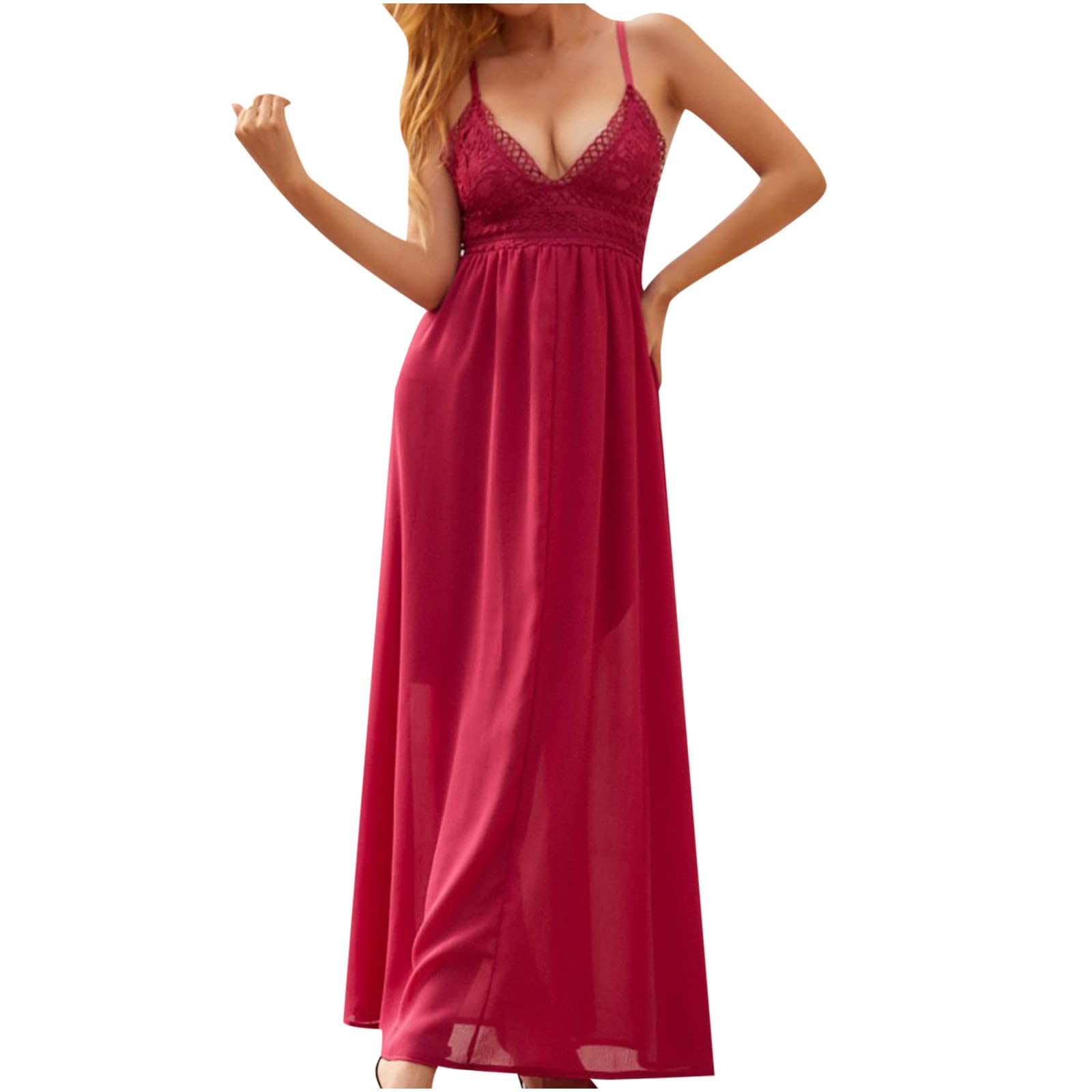 Women's Maxi Dress - Lace Boho Gauze Sleeveless Wrap Long Dress in Wine, White & Black | Comfortable & Stylish for Beach, Vacation & Casual Outings