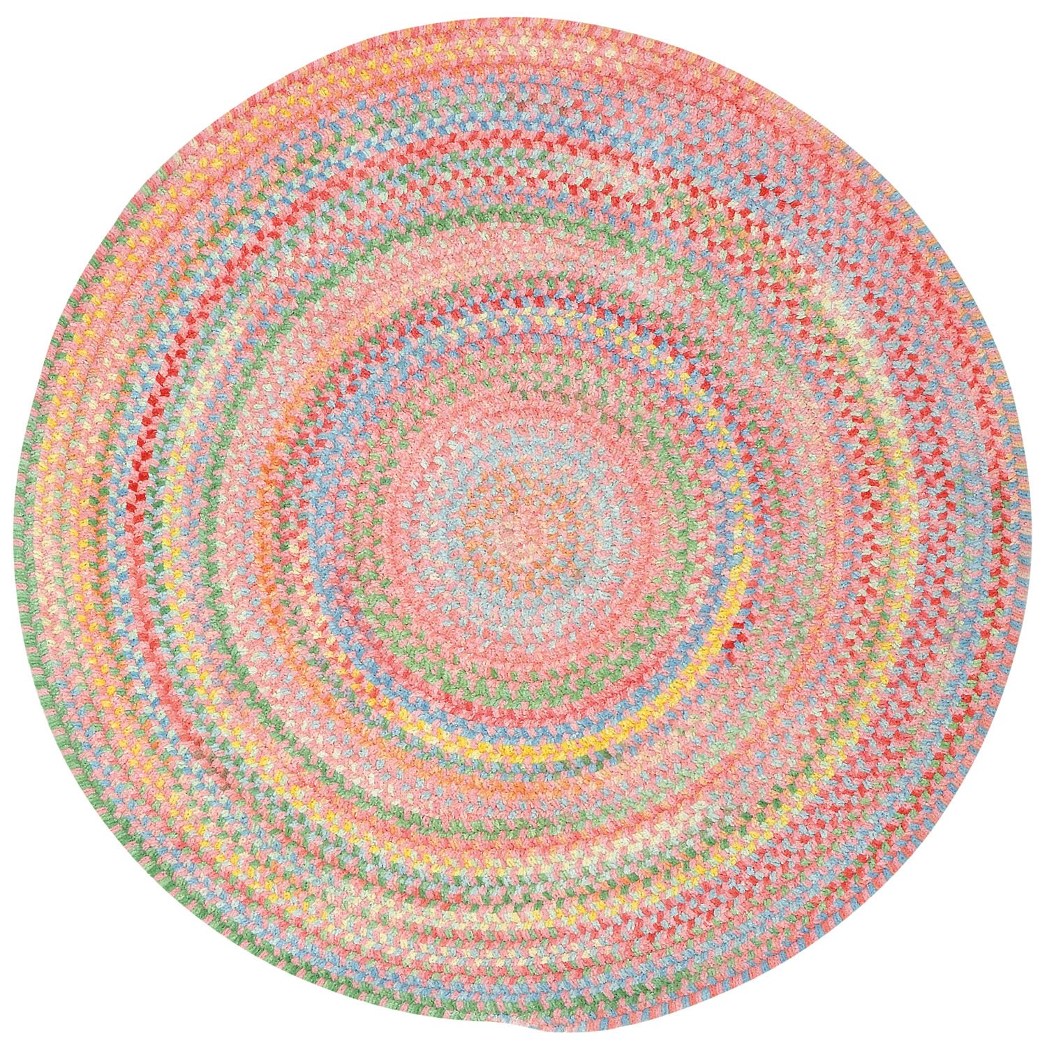 Capel Rugs Baby's Breath 5 ft. Round Braided Area Rug in Pink - Soft Nursery & Kids Room Decor for Cozy Bedroom or Playroom