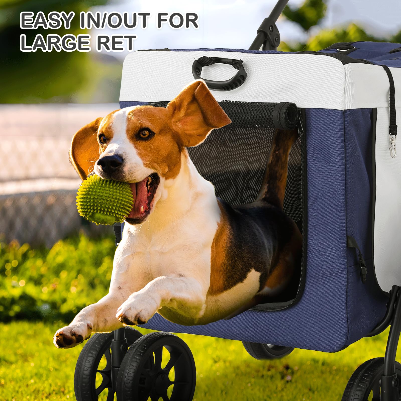 **MoNiBloom 4-Wheel Pet Stroller for Dogs & Cats - Detachable Carrier, Collapsible Travel Cart, Soft Dog Crate - Perfect for Jogging, Shopping & Outdoor Adventures**