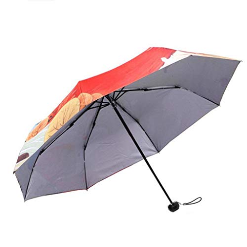 Cute Fox Girl Illustration UV Protection Parasol - Silver Glue Sunscreen Umbrella for Sun & Rain - Perfect for Outdoor Events, Beach, and Summer Fashion