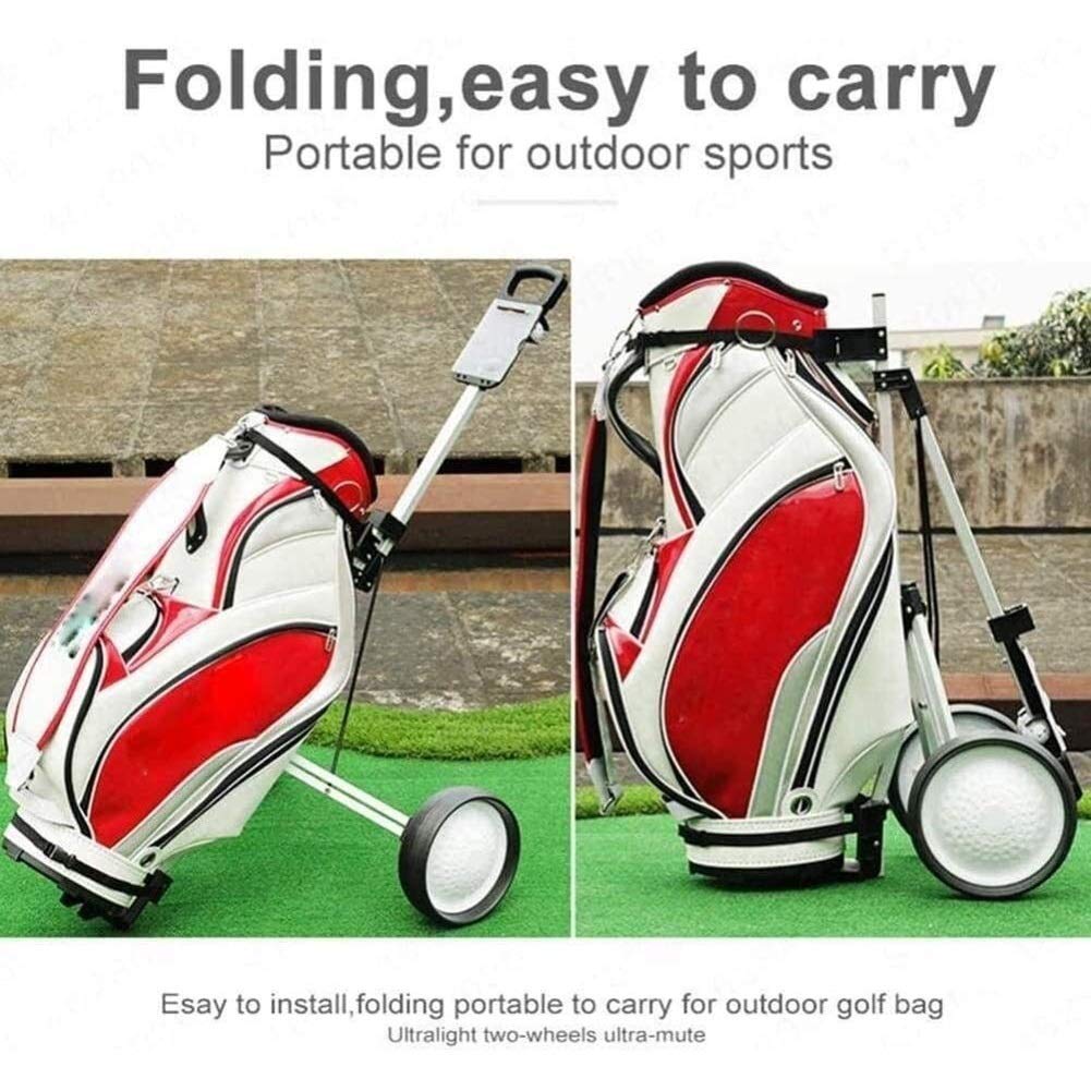 Premium Folding 2-Wheel Golf Trolley - Lightweight Golf Bag Caddy for Outdoor Training & Tournaments | Perfect for Golf Courses, Driving Ranges & Airport Luggage Transport