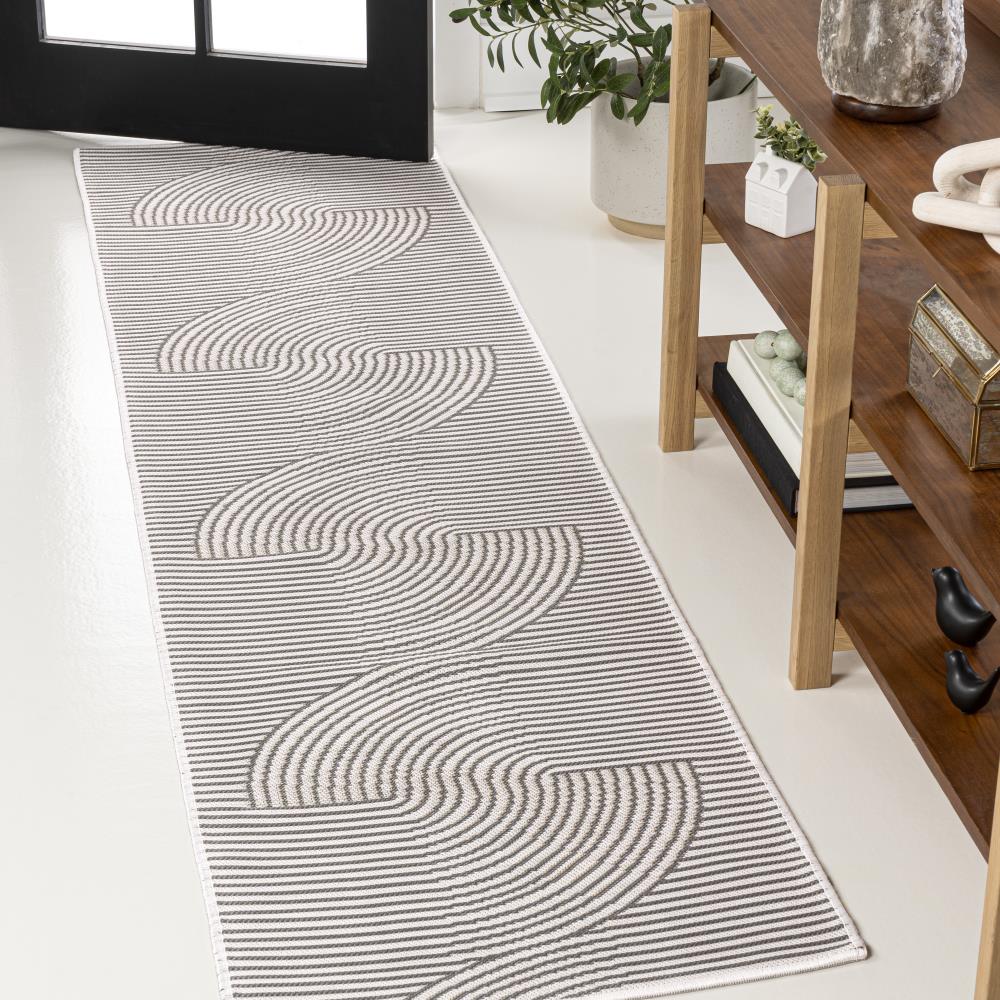 Arielle Mid Century Modern Curve Stripe Reversible Washable Rug - Indoor/Outdoor Use for Living Room, Bedroom, Patio & Deck Decor