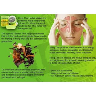 Hong Thai Traditional Thai Herbal Inhaler - Natural Nasal Congestion Relief & Motion Sickness Aid - Refreshing Aromatherapy for Travel, Work & Stress Relief