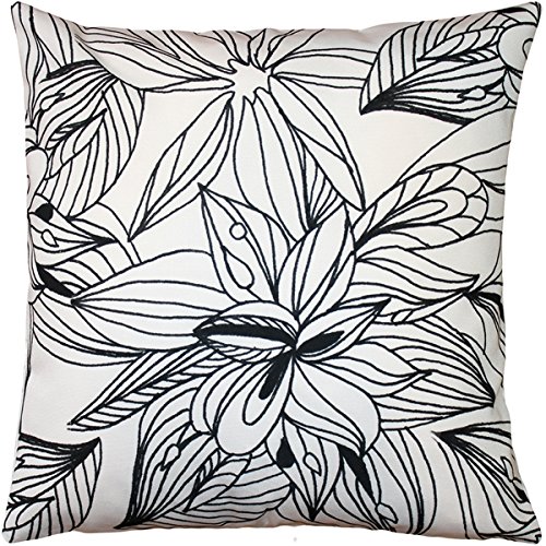 Karalina Collection Pen and Ink Flowers Decorative Throw Pillow 20x20 - Soft Home Decor Accent for Sofa, Bed & Living Room