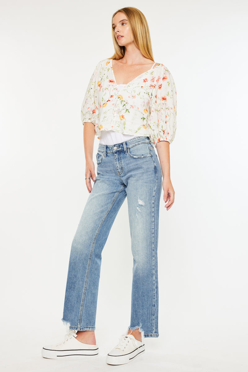 Thalia Mid Rise True Straight Leg Jeans for Women - Comfortable Stretch Denim Pants for Casual Wear & Everyday Outfits