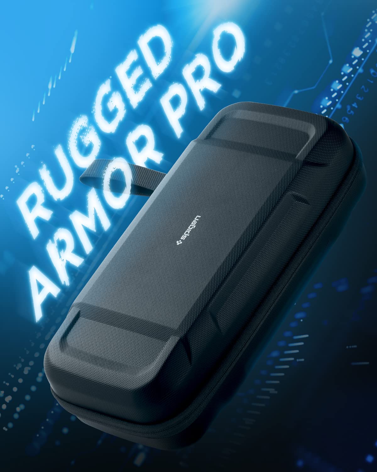 Spigen Rugged Armor Pro Case for Steam Deck LCD/OLED - Travel Protection with Accessory Pockets & Charger Storage - Perfect for Gaming On-The-Go