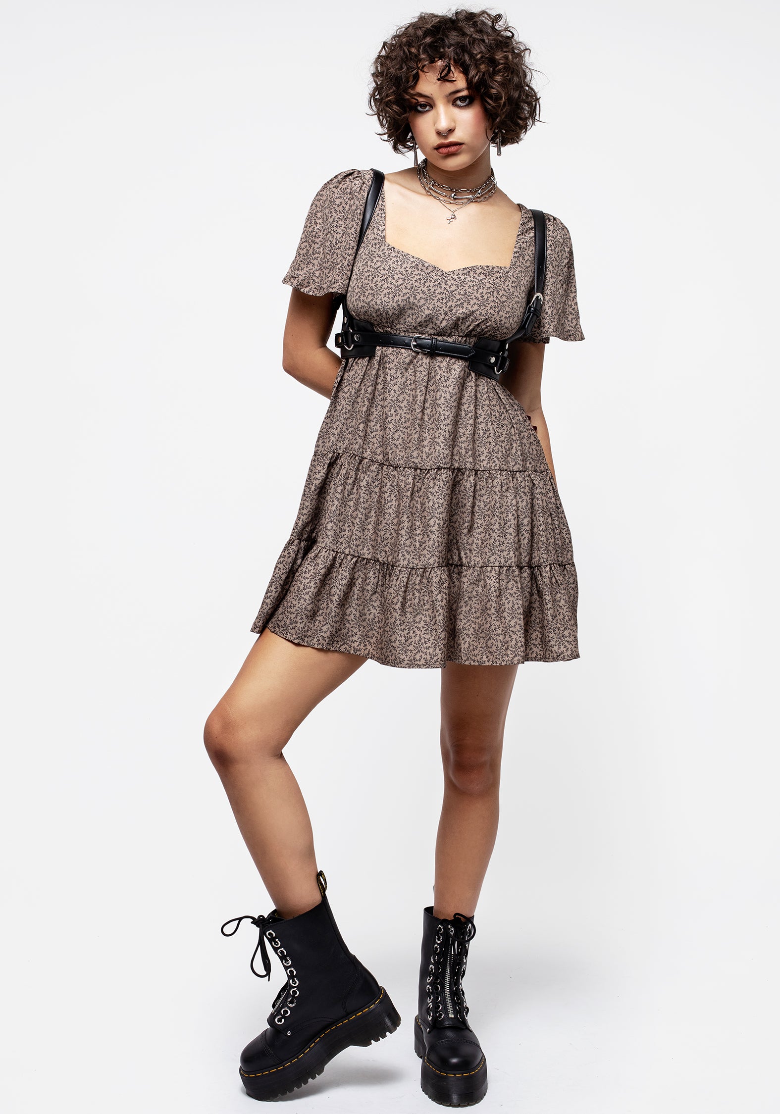 Meadowsweet Floral Tiered Mini Dress for Women - Summer Boho Chic Style - Perfect for Beach Vacations, Parties & Date Nights