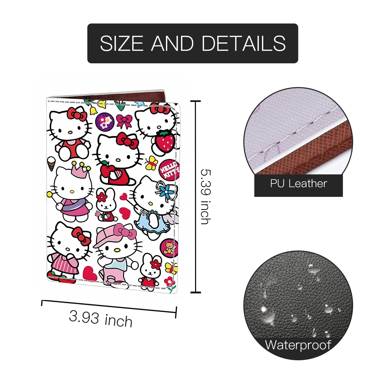 Cute Cat Leather Passport Wallet for Women - Travel & Daily Use