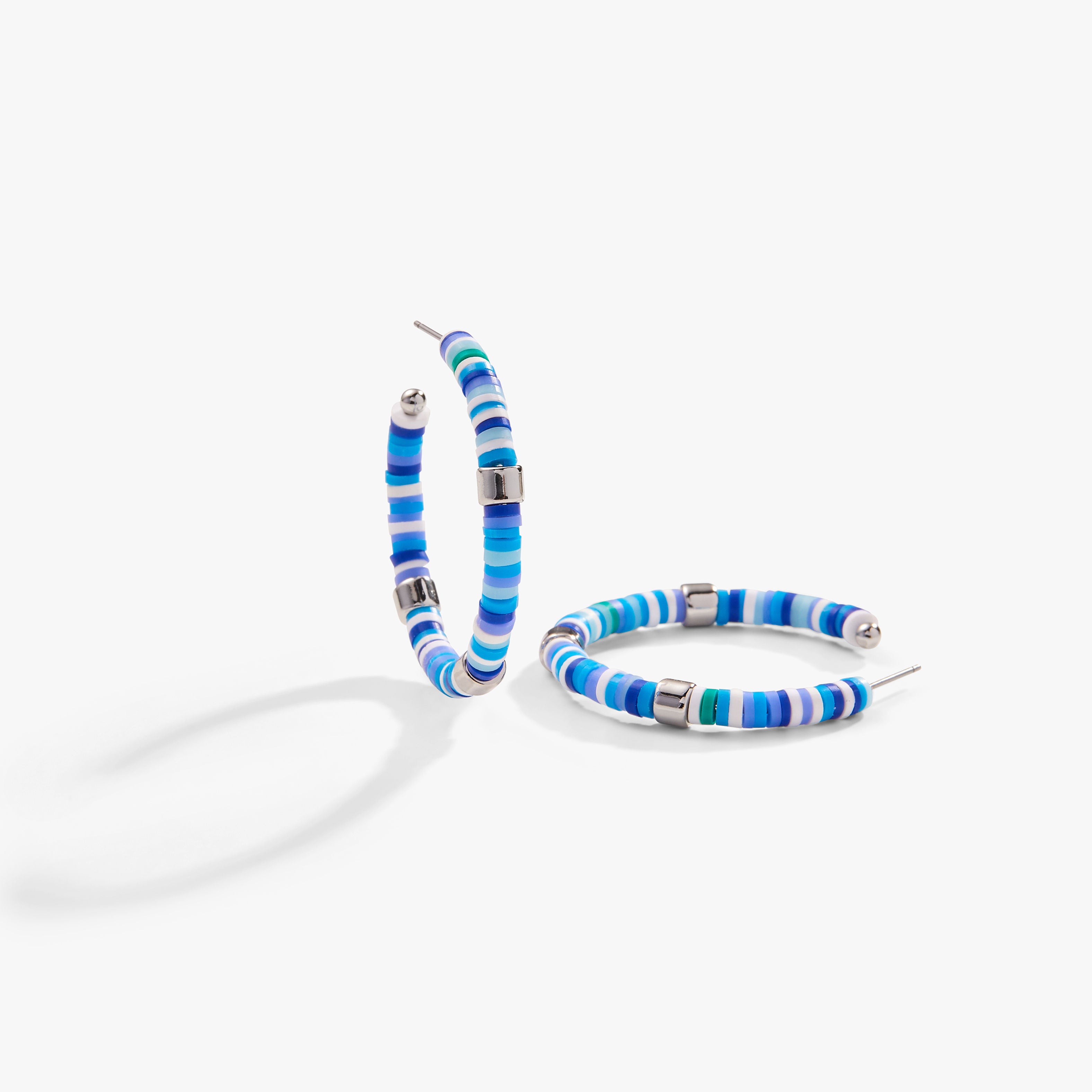 Cool Blue Beaded Hoop Earrings for Women - Trendy Bohemian Jewelry for Parties, Weddings & Everyday Wear