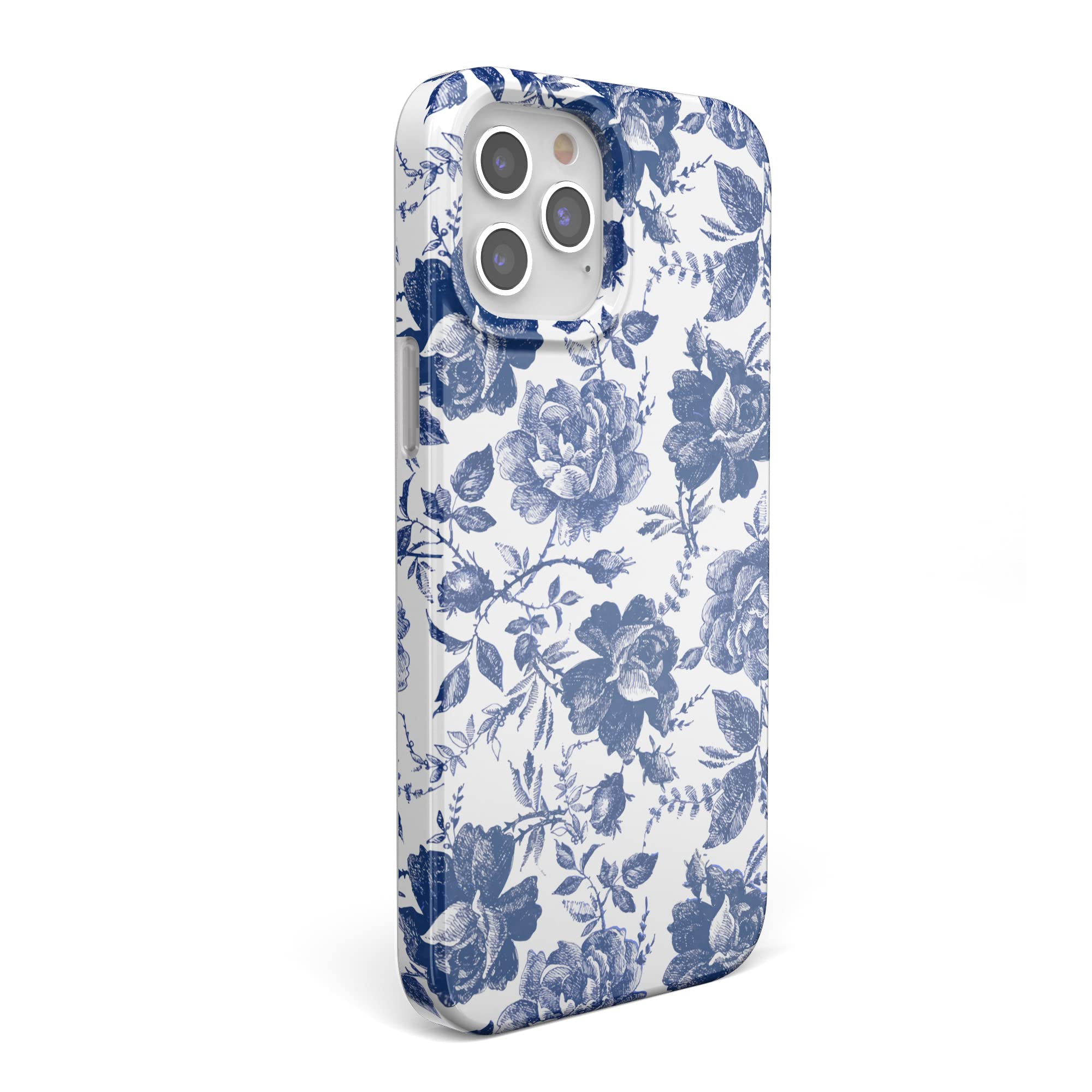 Casely iPhone 11 Pro Max Case Floral Design - Rose to Fame Coquette Blue & White Rose Phone Cover | Slim Protective Case for Women, Girls | Perfect for Everyday Use, Work & Travel