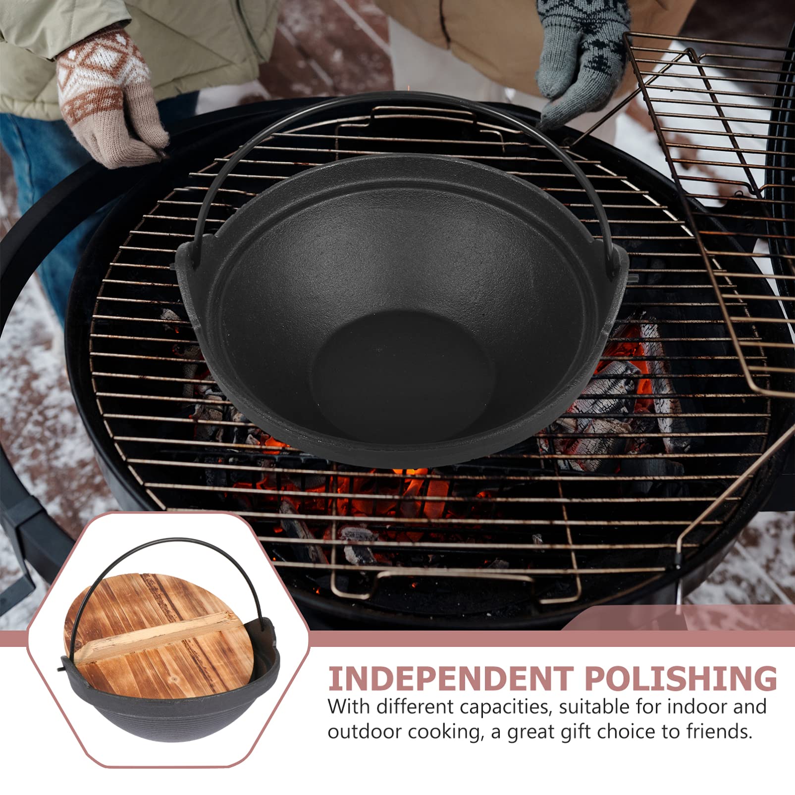 2-Piece Cast Iron Skillet Set - Non-Stick Dutch Oven with Lid, High-Temperature Resistant Camping Cookware for Soup, Stew & Boiling | Perfect for Outdoor Cooking, Camping Trips & Home Kitchen Use
