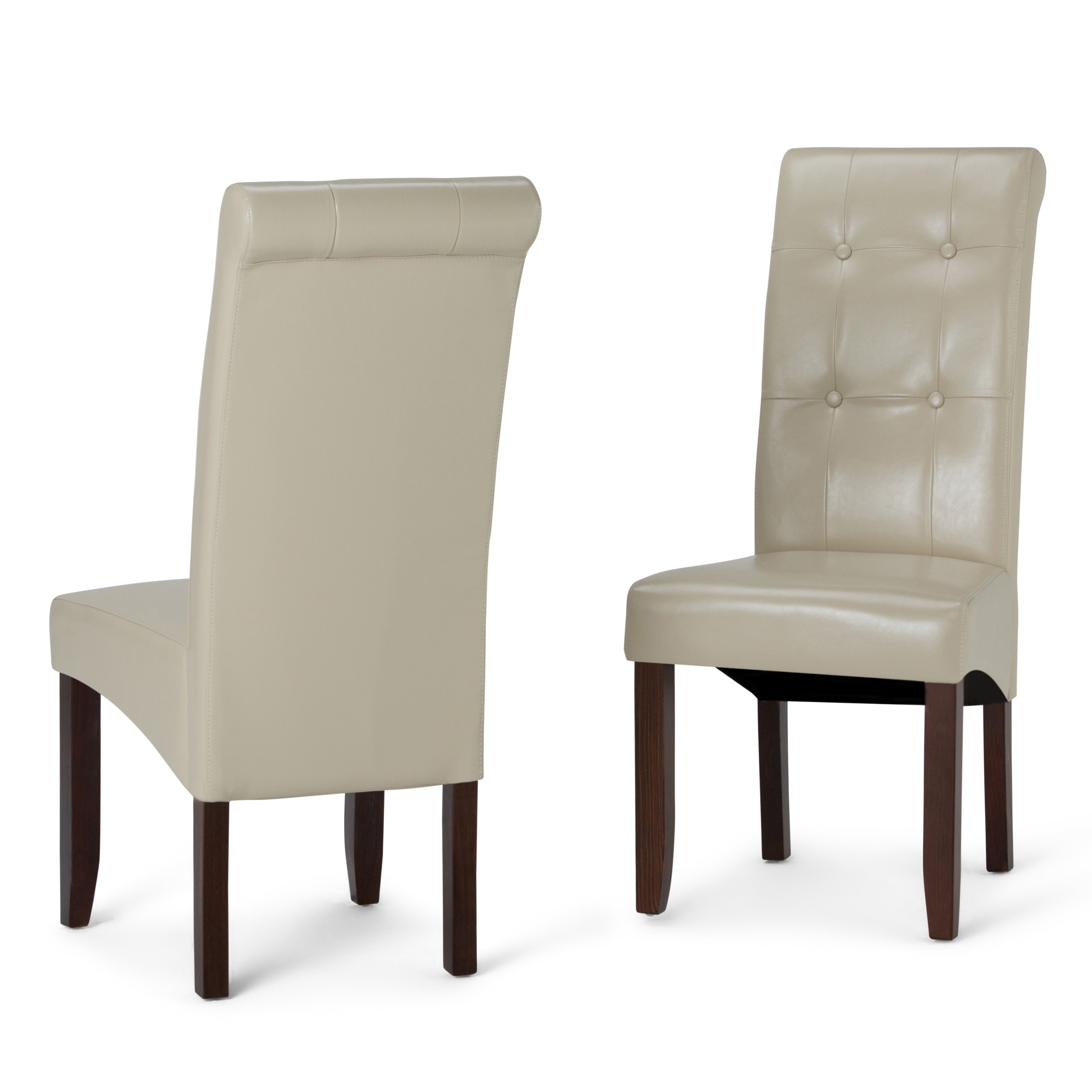 Cosmopolitan Deluxe Tufted Parson Chair Set of 2 in Satin Cream - Elegant Dining Room & Living Room Accent Chairs for Home Decor