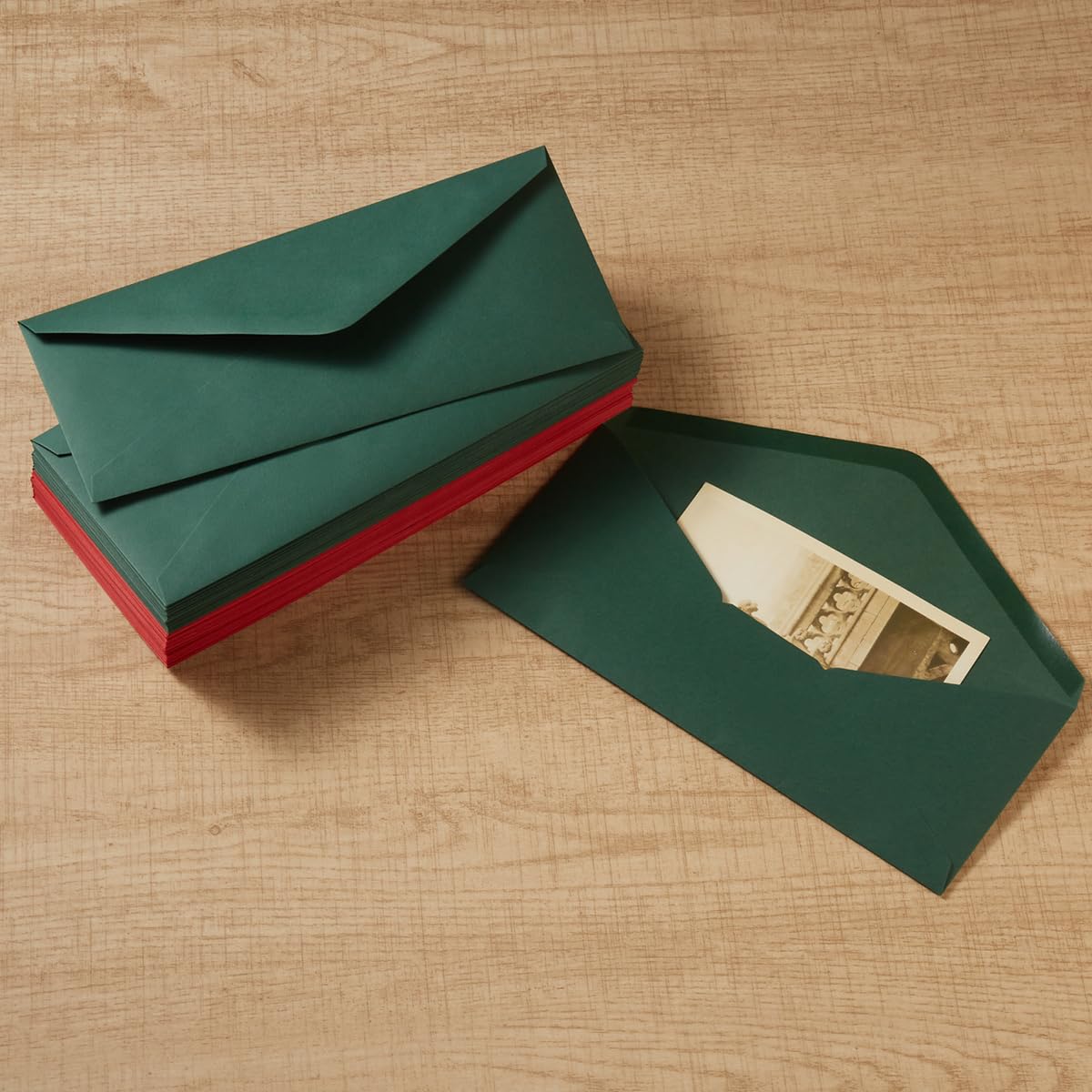 50 Pack Christmas #10 Business Envelopes - Red & Green for Office, Checks & Mailing