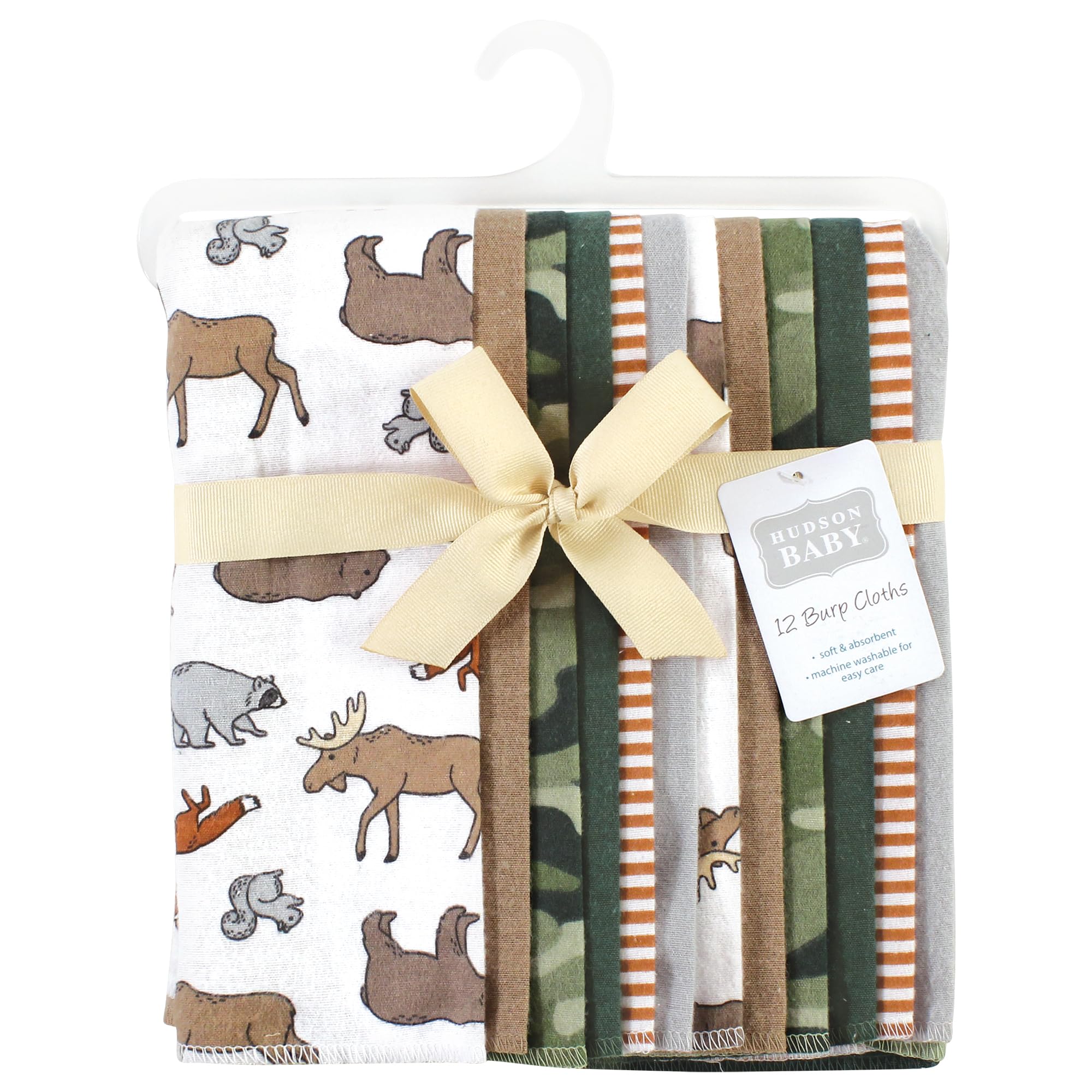 Hudson Baby Unisex Cotton Flannel Burp Cloths Bundle - Animal Adventure Print, Soft & Absorbent for Newborns & Infants - Perfect for Feeding, Spit-Up & Messy Moments